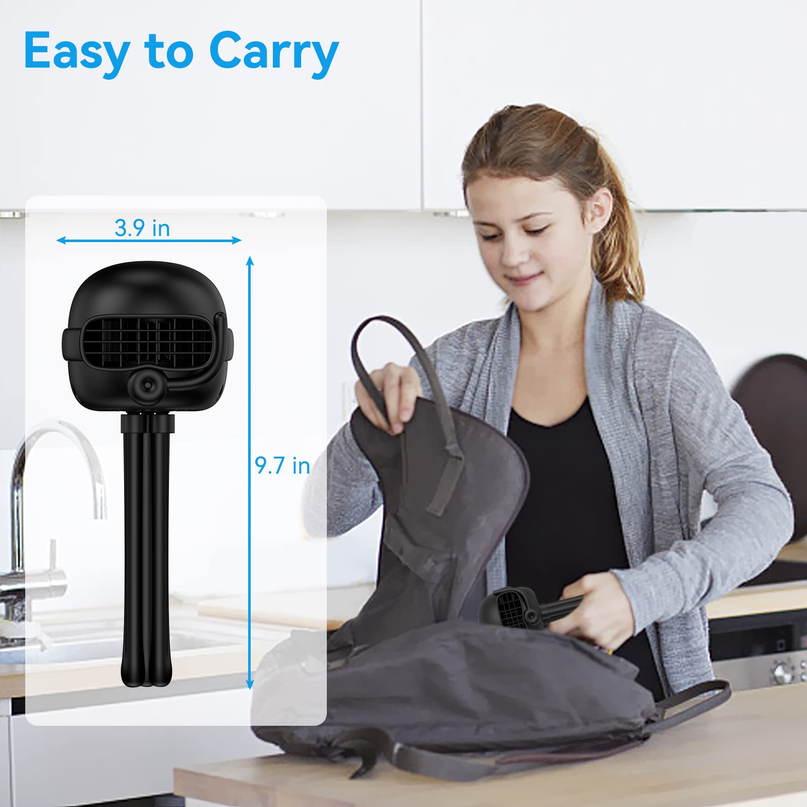 Cadrim Battery Operated Clip On Stroller Fan for Baby - 3 Speed Adjustable Portable Fan with Flexible Tripod, Handheld Personal Cooling Fan for Car Seat, Crib, Camping, Treadmill - Perfect for Outdoor Activities, Travel & Nursery Use