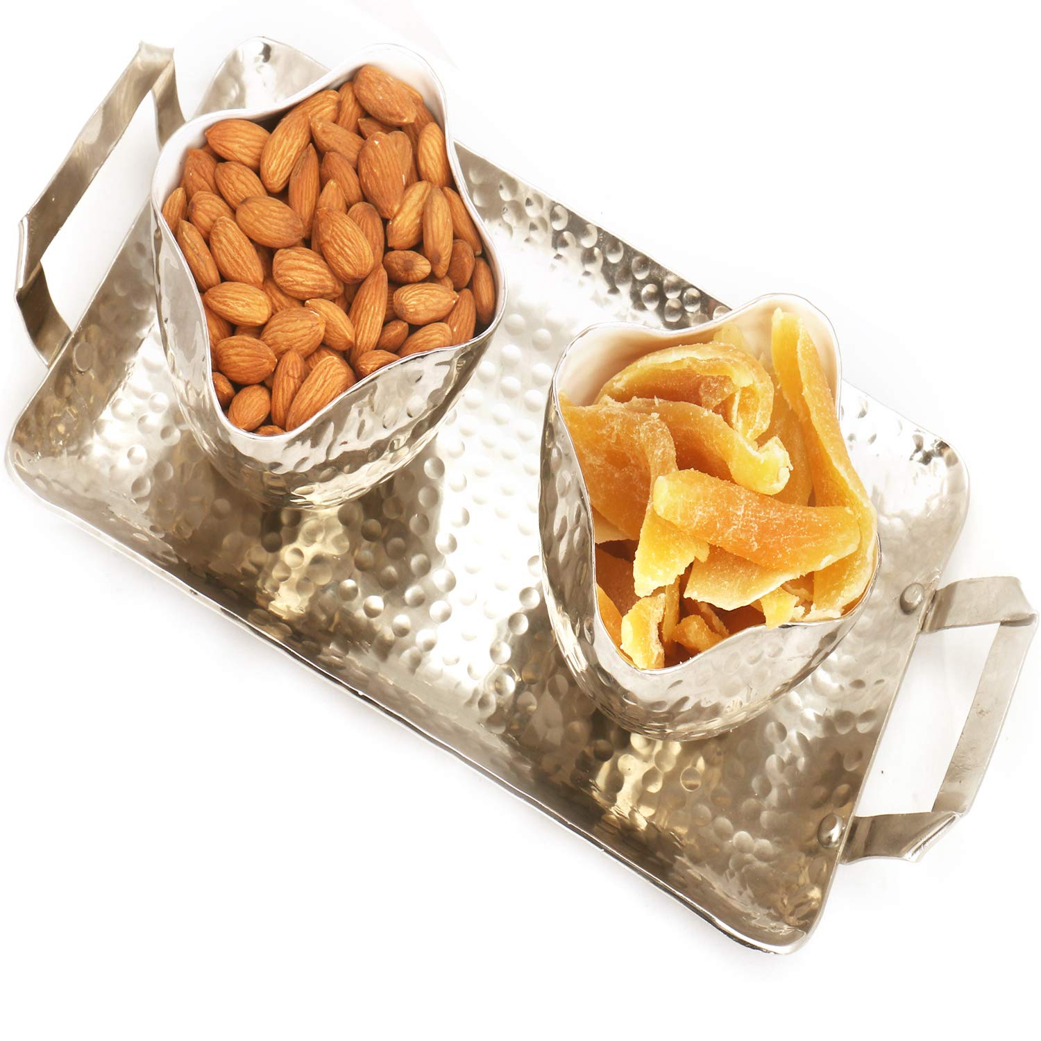 Premium Dry Fruit Gift Box - Silver Aluminum Tray with Almonds & Dried Mango | Gourmet Snacks, Healthy Treats, Party Platter & Festive Gift Idea