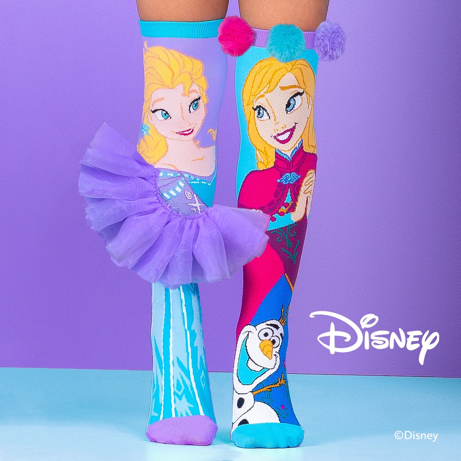 Madmia Frozen Elsa and Anna Character Socks for Kids - Soft & Comfortable Disney Princess Ankle Socks - Perfect for Costumes, Dress-Up, and Everyday Wear