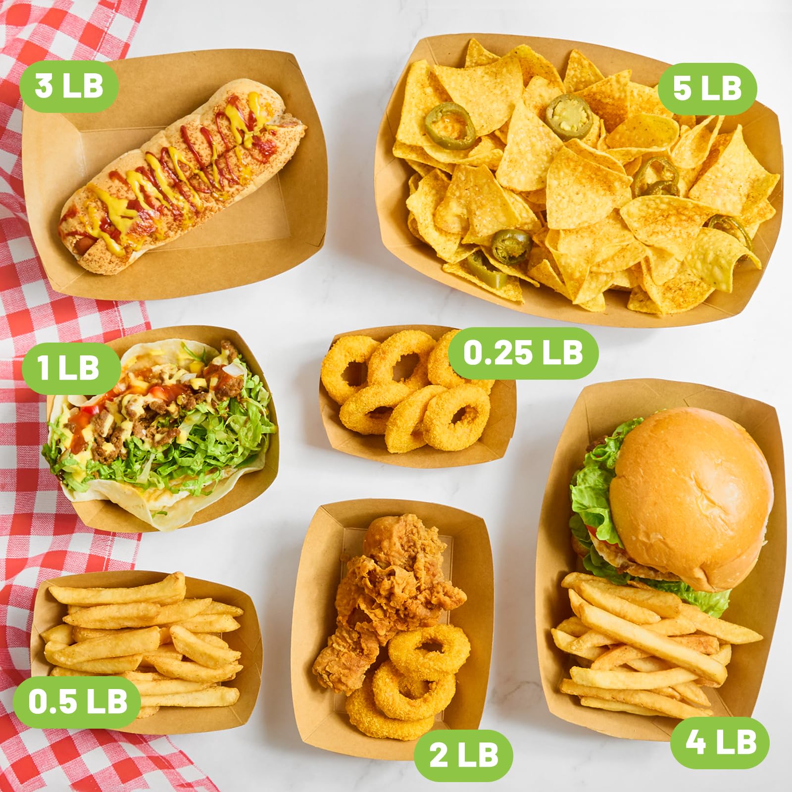 1 Lb Small Paper Food Trays - 100 Pack Disposable Kraft Food Boats, Brown Takeout Serving Baskets for Nachos, Snacks, Tacos, Fries | Perfect for Parties, Catering, Food Trucks & Restaurants