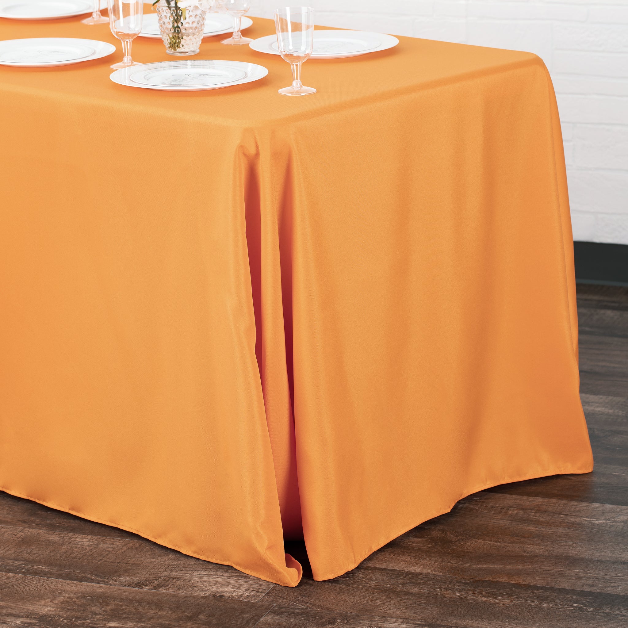 90x156 Inch Premium Polyester Rectangular Tablecloth - Orange, Wrinkle & Stain Resistant - Perfect for Dining Tables, Buffets, Parties, and Special Events