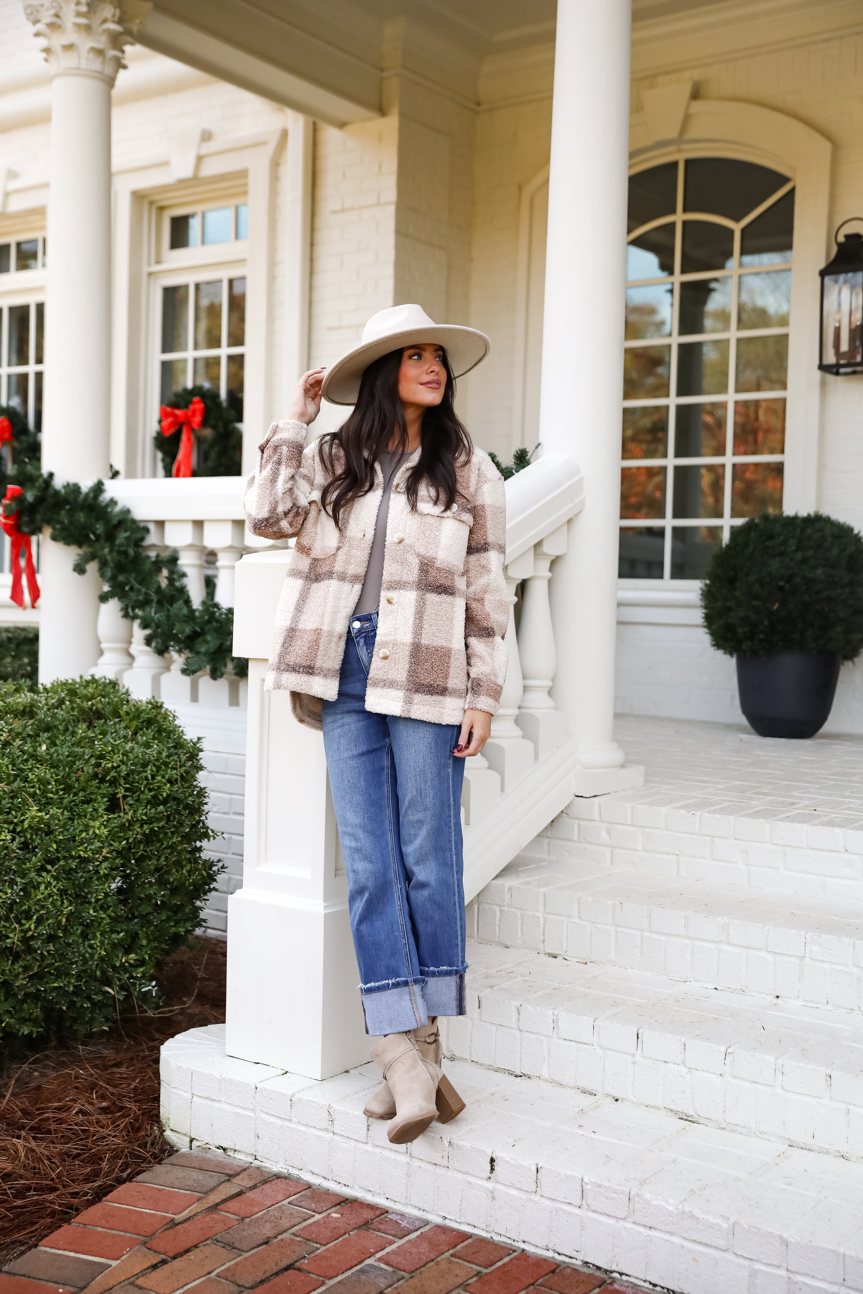 Cozy Plaid Teddy Shacket for Women - Soft Fleece Overshirt Jacket - Perfect for Fall & Winter Layering, Casual Outfits, and Outdoor Activities