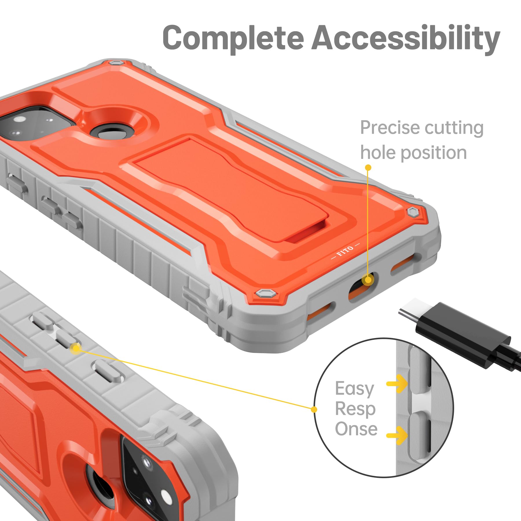 FITO Google Pixel 5A Case - Shockproof Dual Layer with Kickstand & Screen Protector for Outdoor Protection