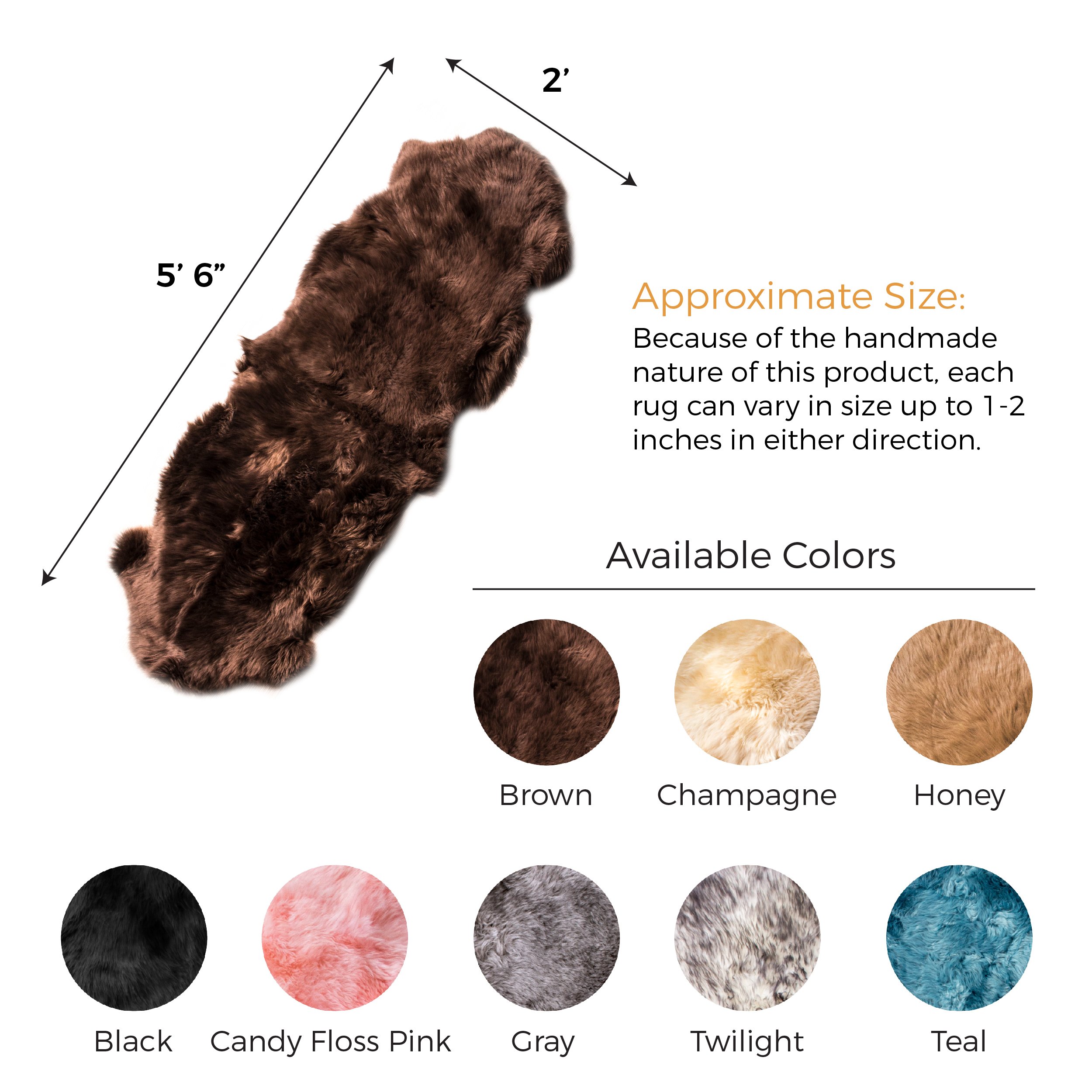 Premium Dark Brown Sheepskin Rug - Genuine Double 2x6ft Fluffy Fur Pelt for Bedroom, Living Room & Nursery - Ultra Soft Natural Sheepskin Carpet for Cozy Home Decor