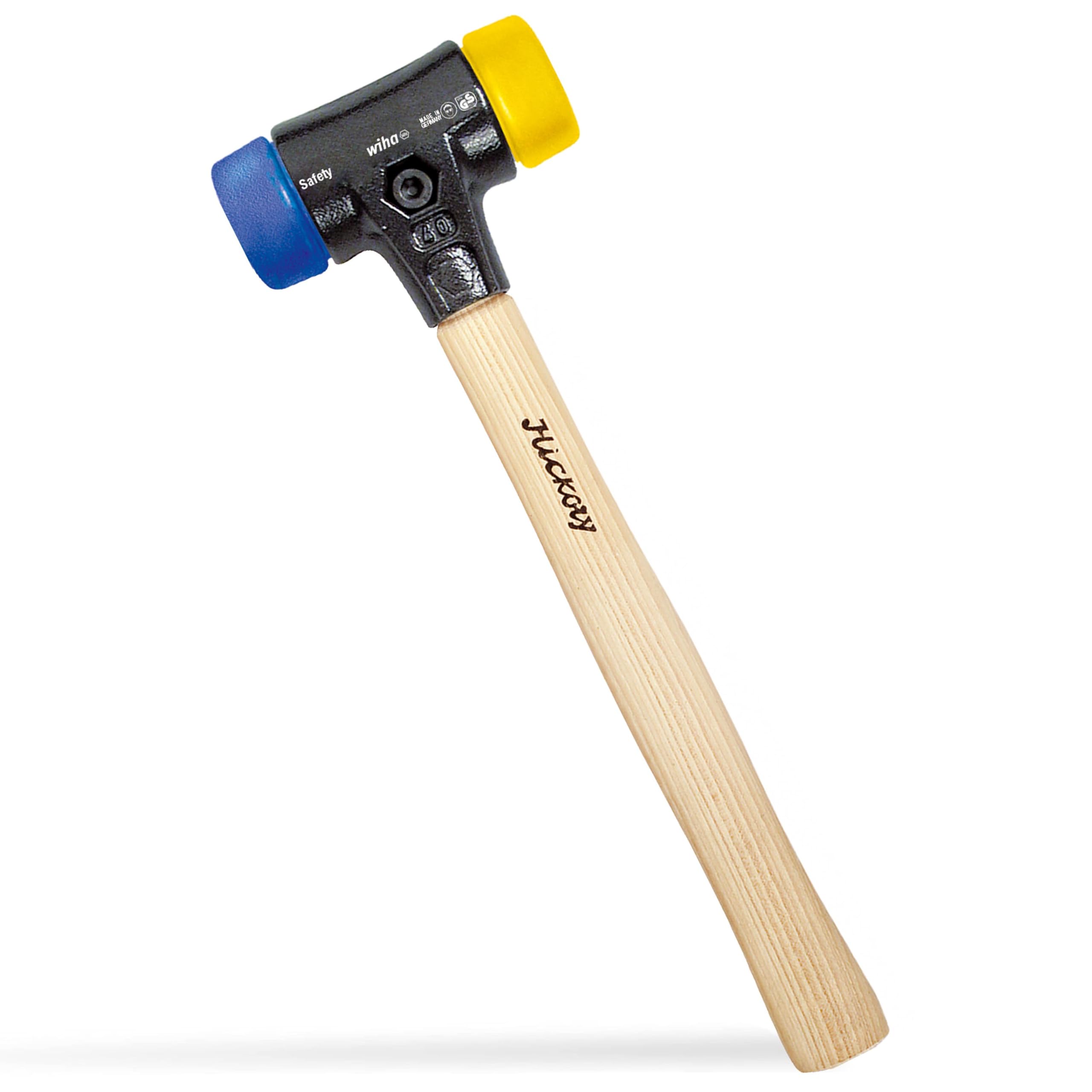 Wiha 83215040 Safety Medium Hard Soft-Faced Hammer - 40mm Blue/Yellow Non-Slip Grip - Perfect for Automotive, Woodworking & Home Repairs