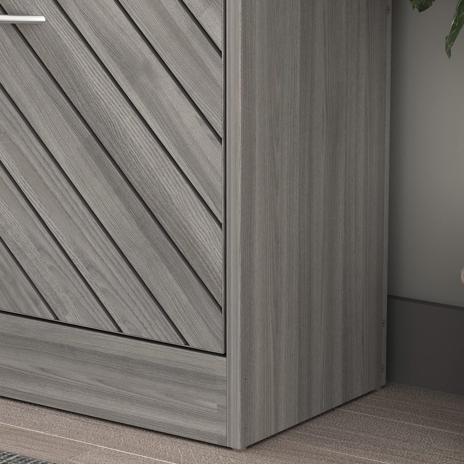 Homsee Modern Shoe Storage Cabinet with 2 Flip Drawers & Twill Louver Doors - 2-Tier Wooden Shoe Rack Organizer for Entryway, Hallway, Bedroom - Space-Saving Grey Shoe Cabinet (22.4”L x 9.4”W x 29.5”H) - Perfect for Small Apartments & Closet Organization