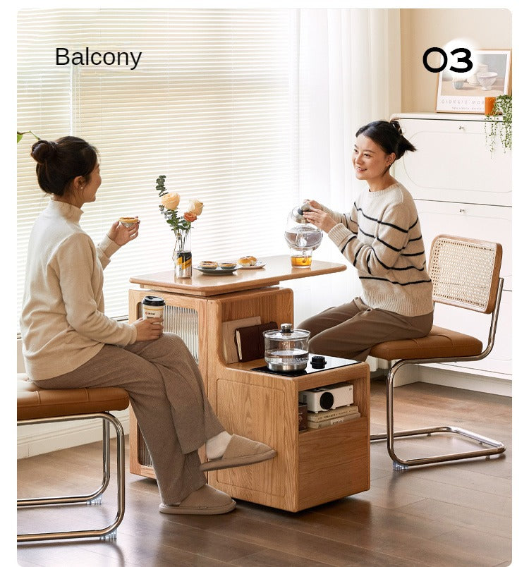 Premium Oak & Black Walnut Solid Wood Tea Cabinet with Removable Tea Maker - Perfect for Tea Storage and Brewing in Living Rooms, Kitchens, or Tea Rooms