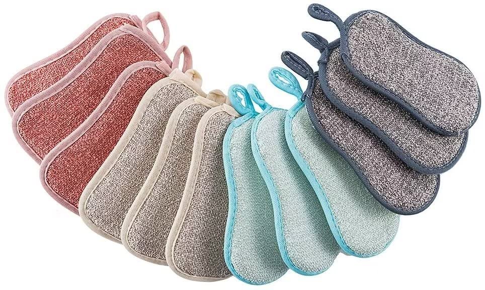 12-Pack Heavy Duty Kitchen Sponges - Double Sided Non-Scratch Microfiber Sponge for Scrubbing Dishes, Pots & Pans | Reusable & Durable for Effortless Cleaning | Perfect for Daily Kitchen Use, Dishwashing & Cookware Maintenance