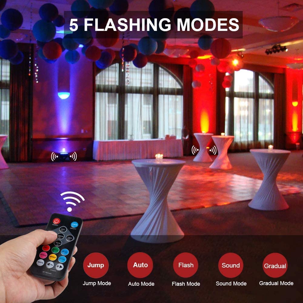 MOSFiATA 6 Pack 36 LED Par Lights - 7 Modes DJ Disco Party Lights with Remote Control, Sound Activation & DMX Control for Christmas Events, Club Parties, Stage Shows - Perfect for Nightclubs, Weddings, Concerts and Home Entertainment