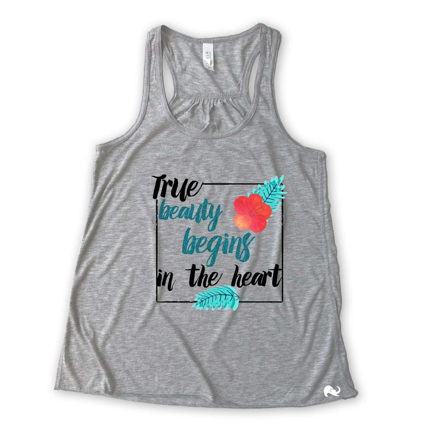 NanyCrafts True Beauty Begins in The Heart Women's Racerback Tank Top - Comfortable Workout & Yoga Top for Women, Perfect for Gym, Running, and Casual Wear
