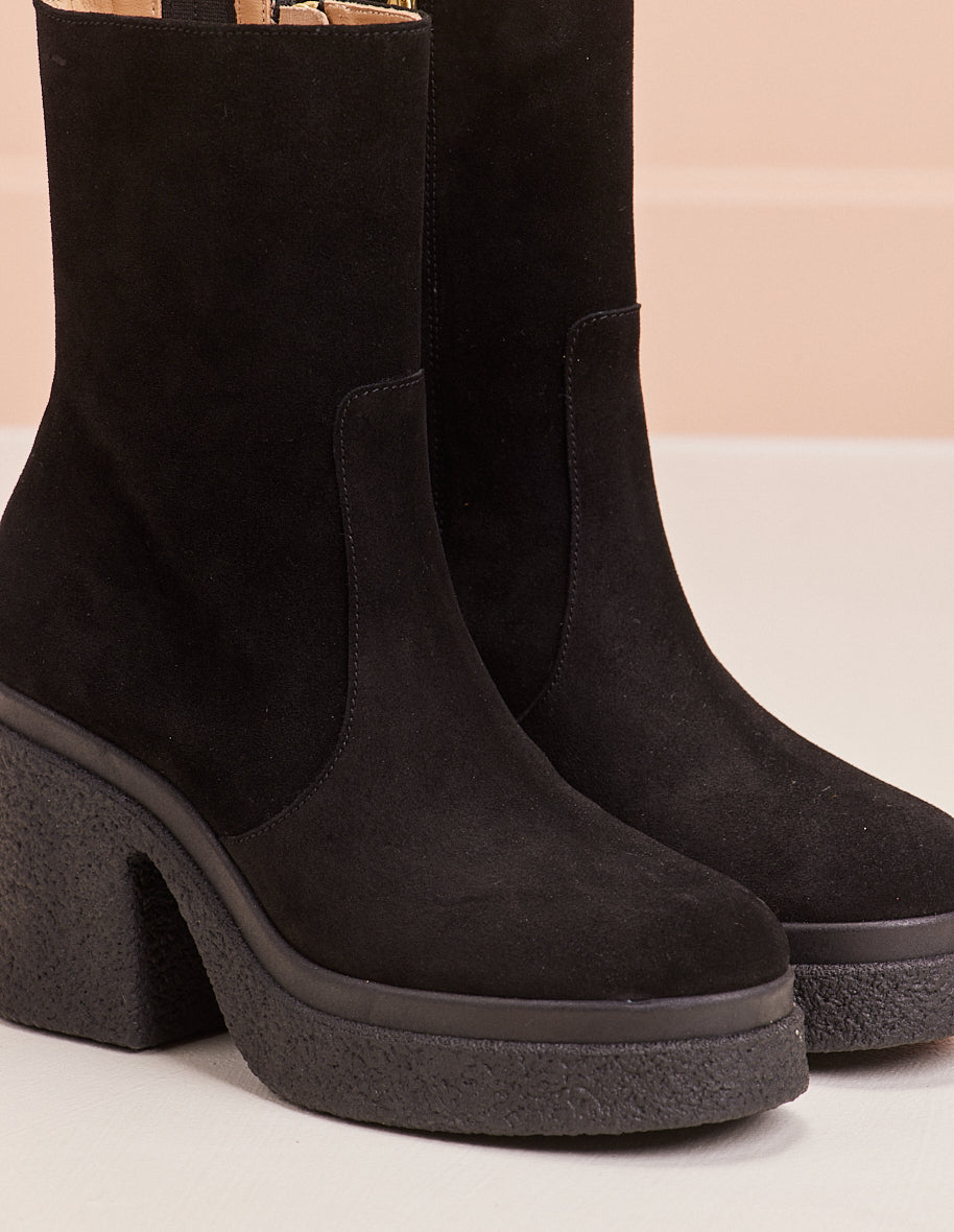 Black Suede Ankle Boots with Heels - Women's Fashion Booties for Casual Wear, Office & Night Out