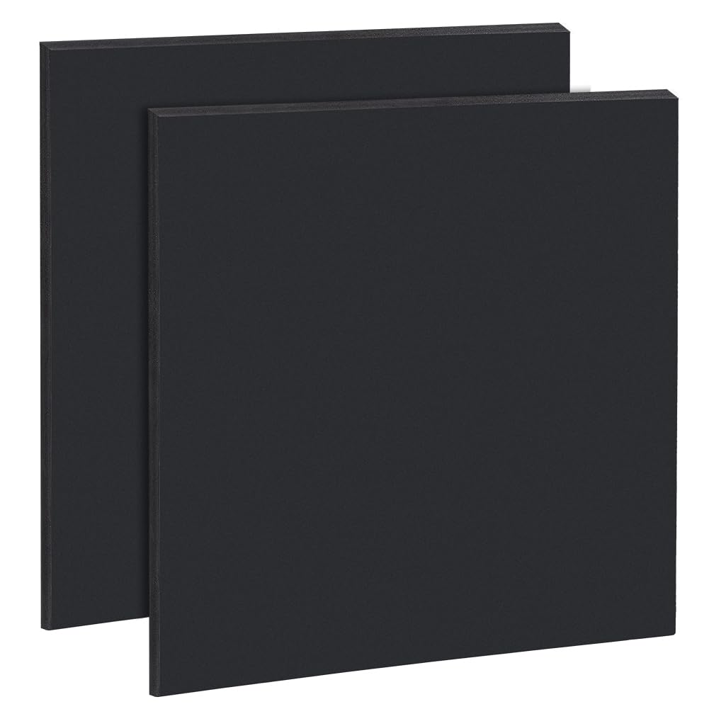 BENECREAT 2-Pack 12x12 Inch Black PVC Foam Board Sheets - 5mm Thick Lightweight Plastic Panels for DIY Crafts, Art Projects, School Displays, Sign Making, and Home Decor - Perfect for Modeling, Scrapbooking, and Wall Art