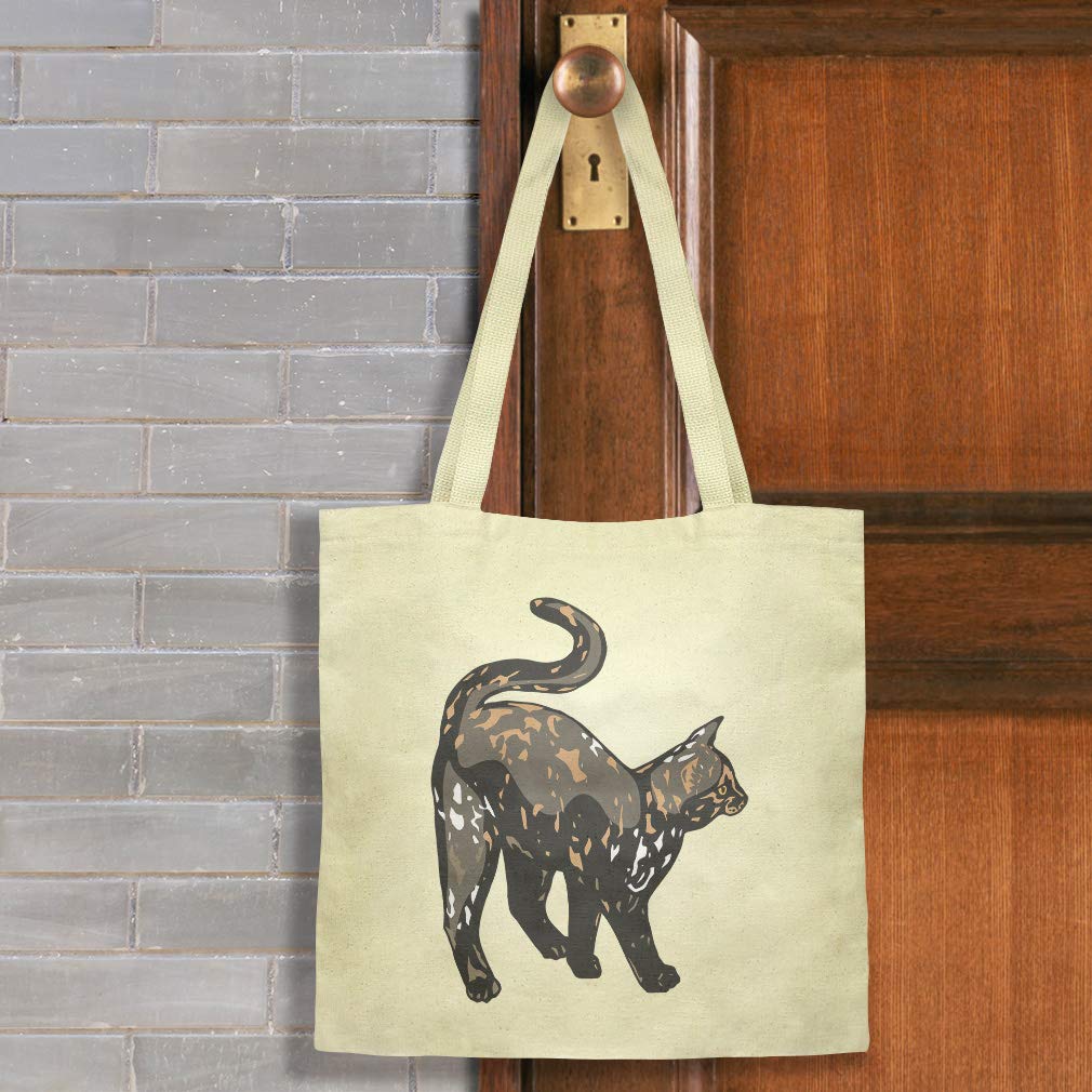 Custom Tortoiseshell Cat Canvas Tote Bag - Reusable Shopping & Beach Bag for Women (Black Design) - Perfect for Groceries, Travel & Eco-Friendly Outings
