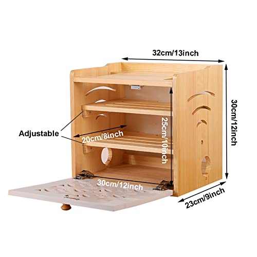 WiFi Router Storage Box - Wall Mounted Floating Shelf with Power Cord Organizer for Set-Top Box, Modem & Electronics (32 x 23 x 30cm) - Perfect for Living Room, Office & Home Theater Cable Management