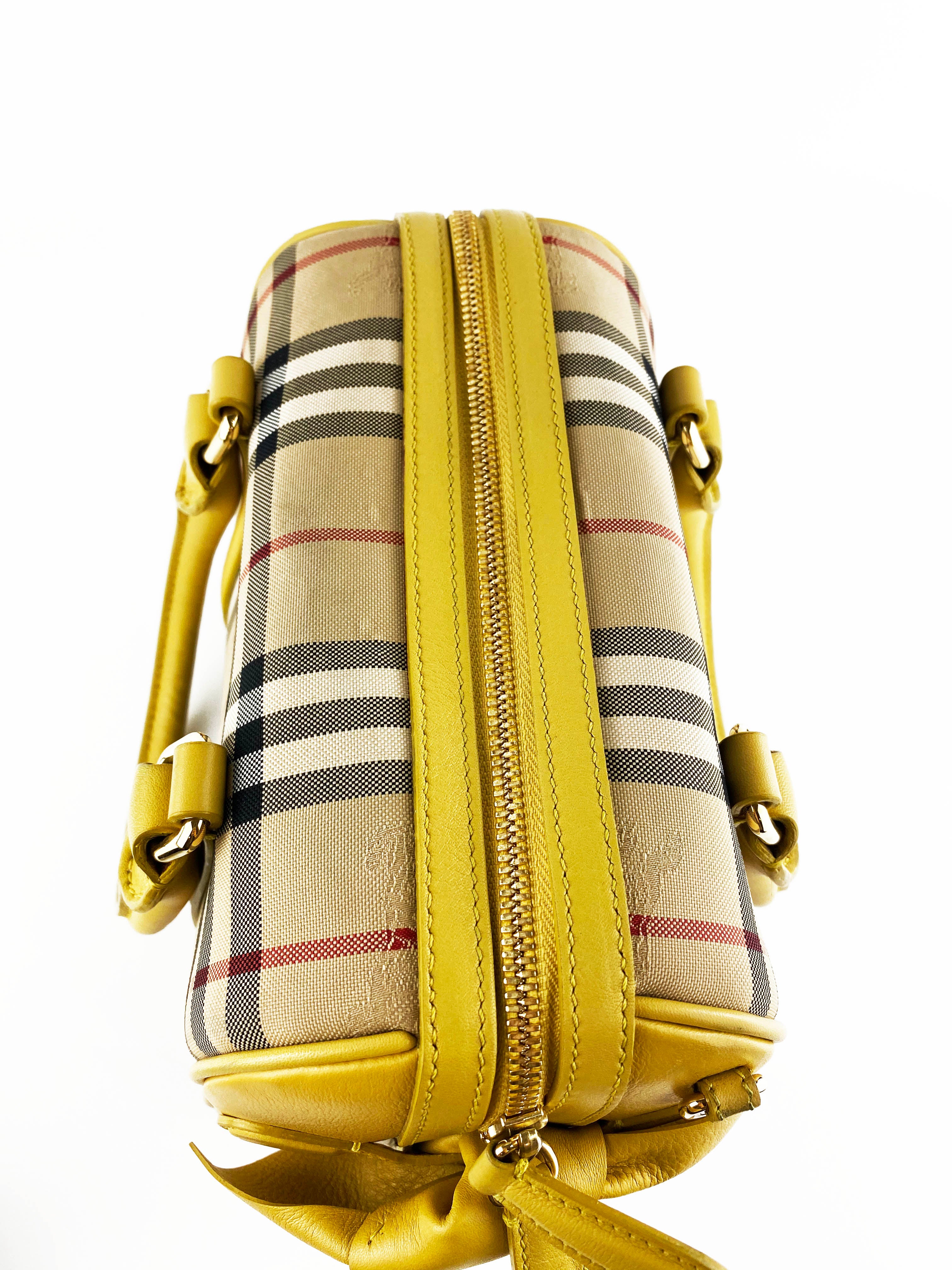Burberry Horseferry Yellow Check Mini Bee Bow Crossbody Bag - Elegant Women's Handbag for Date Night & Special Occasions