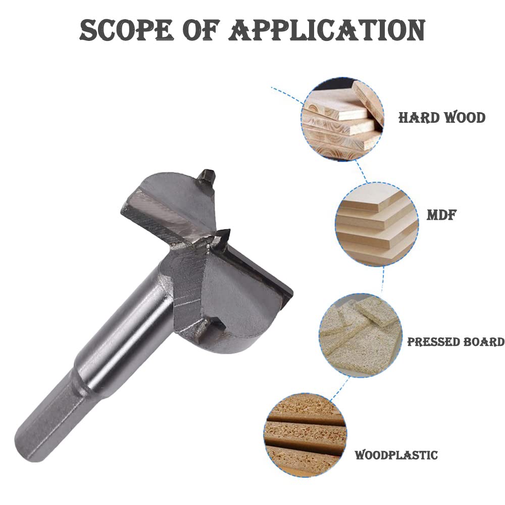 50mm Carbide Forstner Drill Bit - Hex Handle Wood Hole Saw for Wood, Plastic & Plywood - Perfect for Woodworking, Cabinetry & DIY Projects