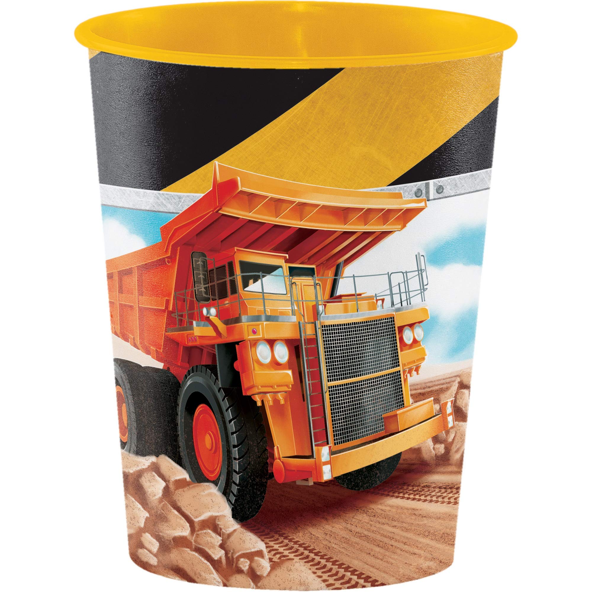 Club Pack of 12 Orange and Brown Big Dig Construction Keepsake Cups 4.5