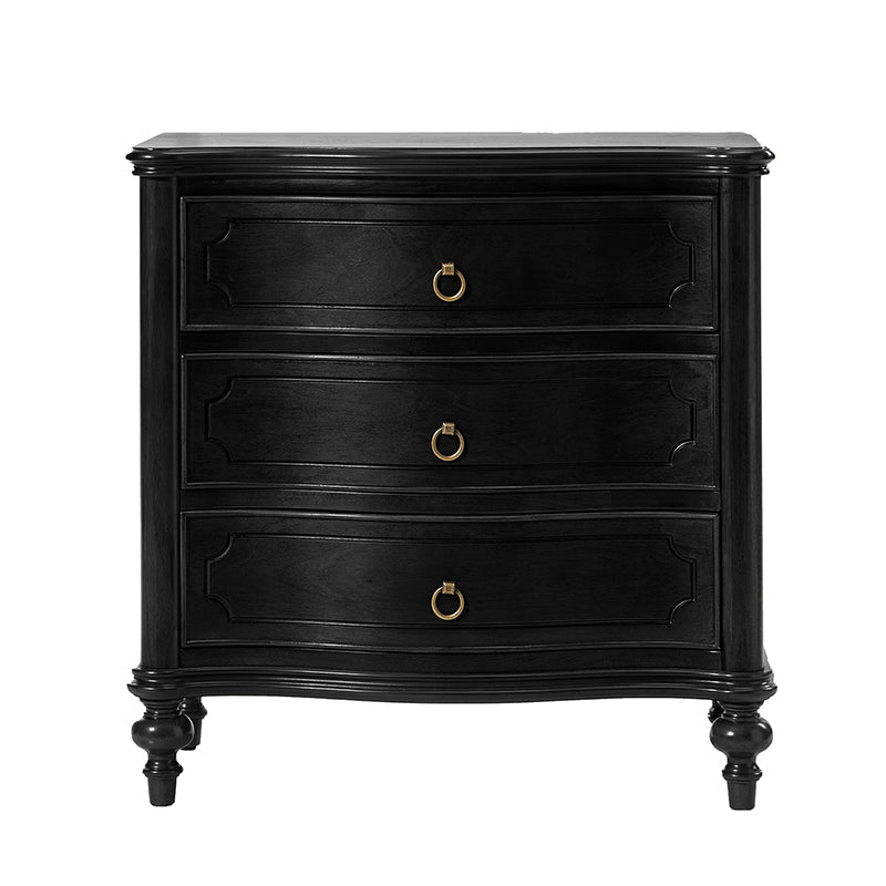 Bernhard 3 Drawer Traditional Nightstand with USB Outlets - Solid Wood Bedside Table for Bedroom, Living Room & Office - Charging Station & Storage Cabinet