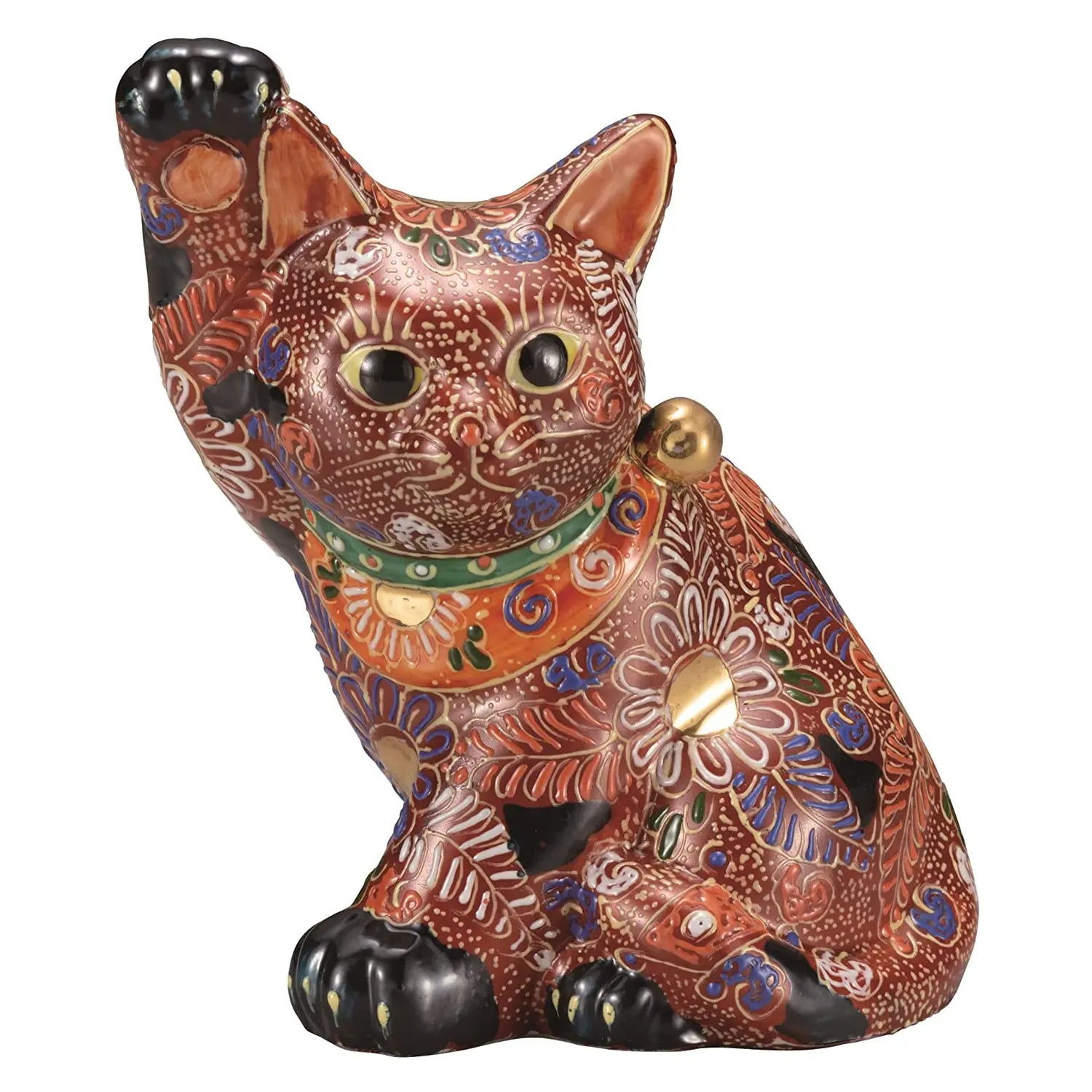 Authentic Japanese Kutani Ware Porcelain Maneki Neko Lucky Cat Figurine - 5.5 Inch Collectible Home Decor for Good Fortune | Perfect for Office Desk, Gift Giving & Asian-Inspired Interior Design