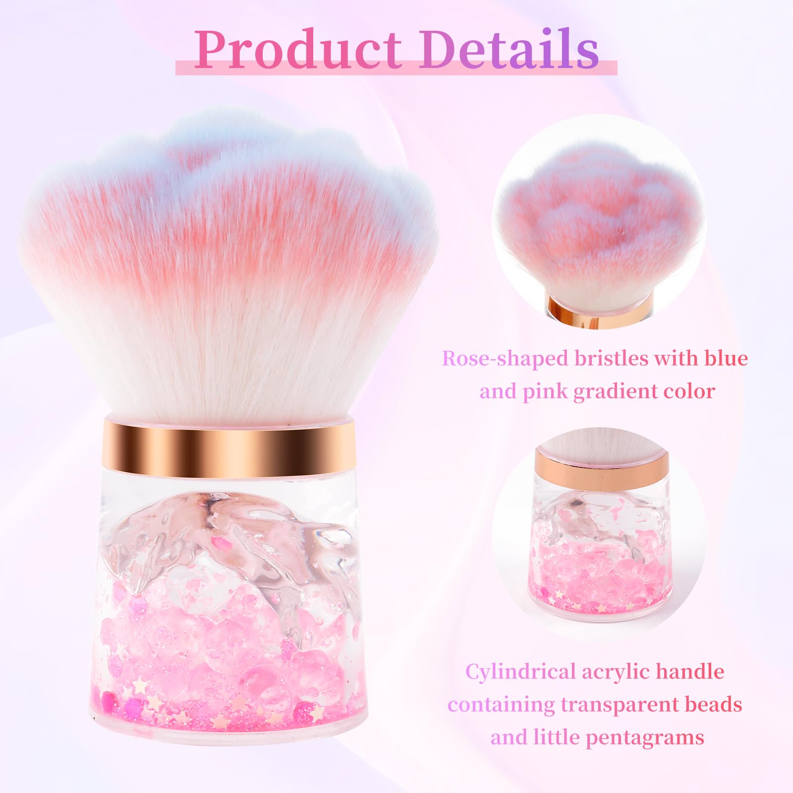 ANGNYA Rose Nail Dust Brush - Acrylic Handle Flower Design for Nail Art & Powder Removal