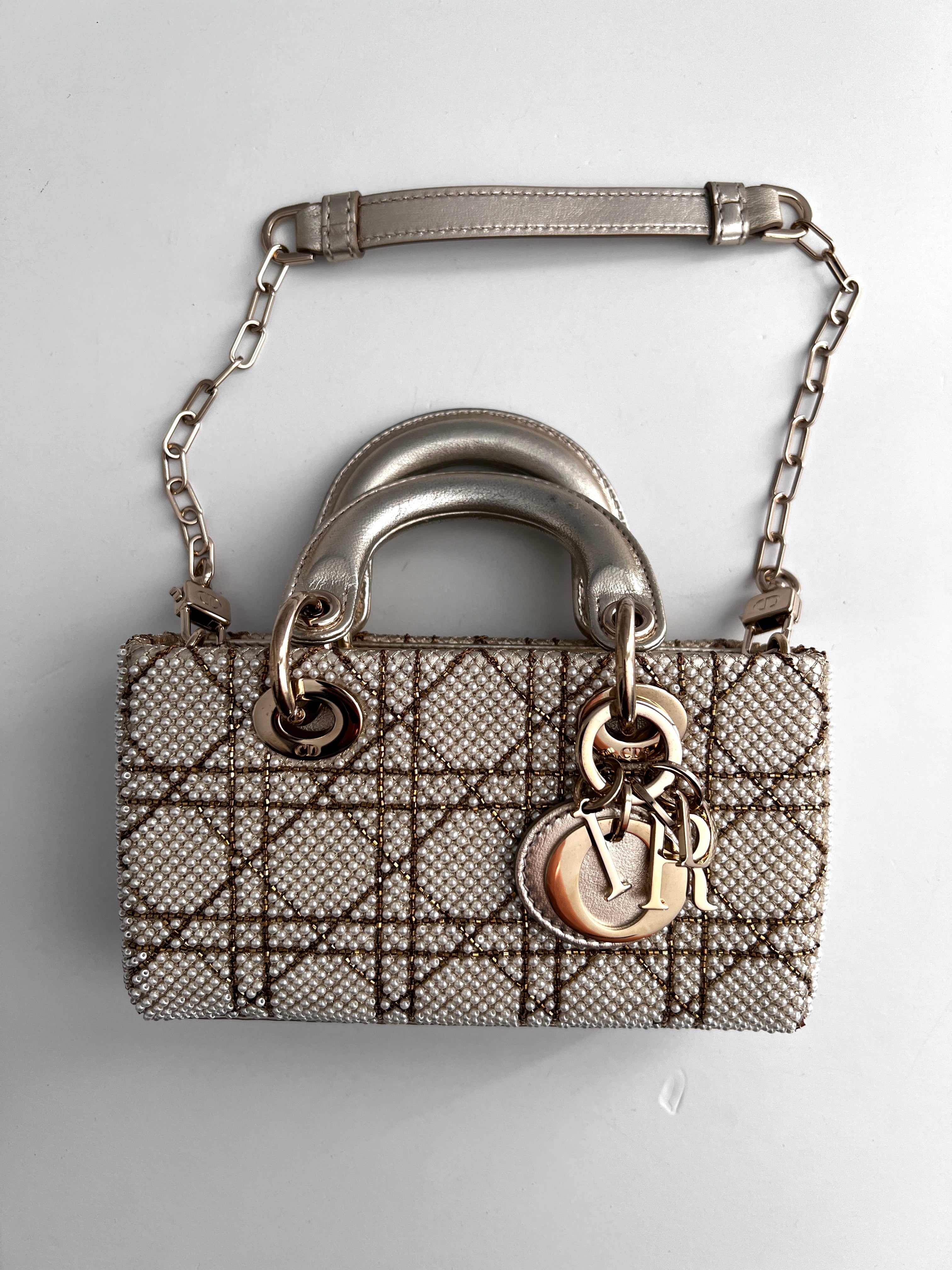 Dior Micro Lady D Joy Bag with Pearls - Elegant Crossbody Purse for Women | Perfect for Parties, Weddings & Special Occasions