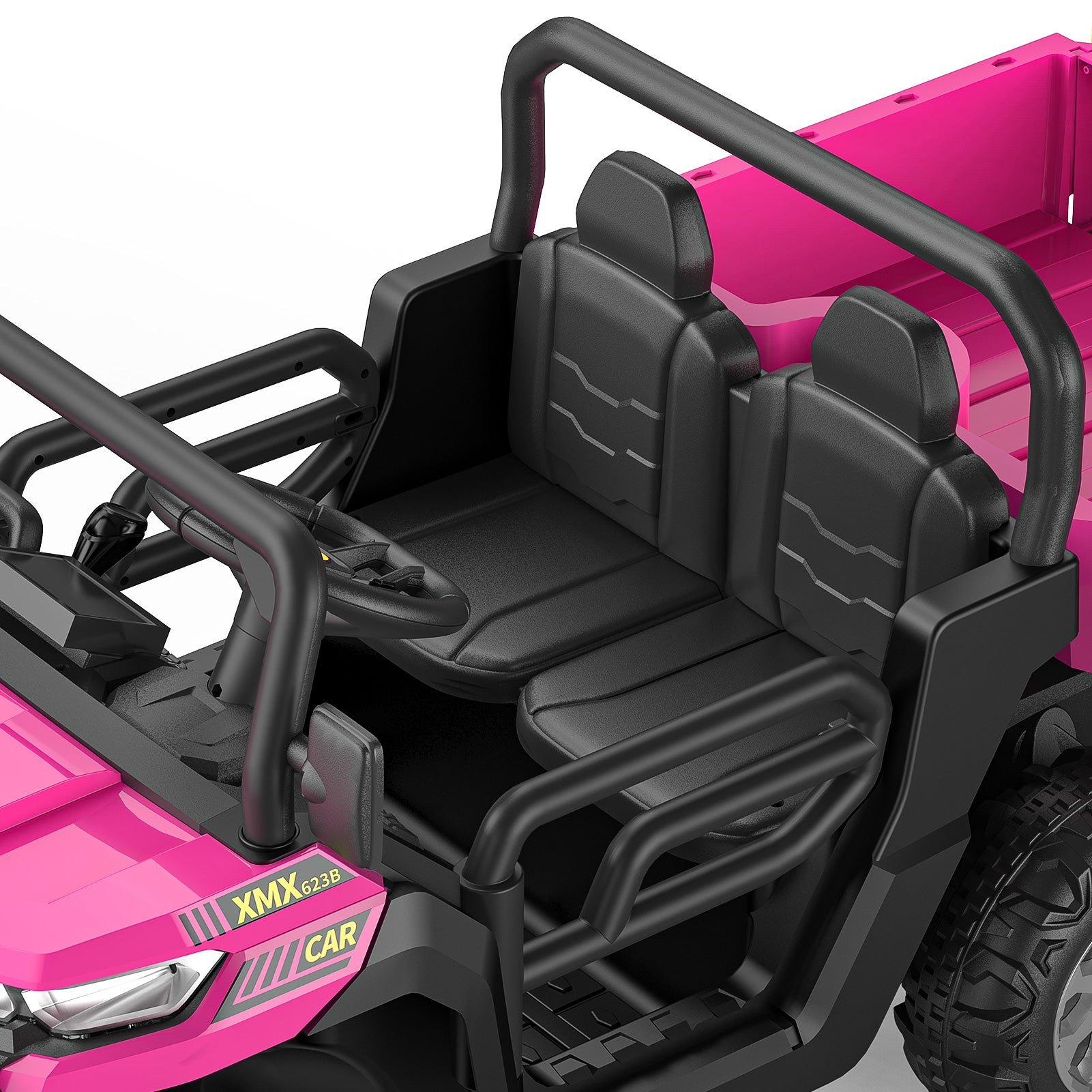 GARVEE 24V Kids Ride On Dump Truck - 2 Seater 6X6 Electric UTV with Remote Control | Battery Powered 6 Wheeler Toy Car for Boys & Girls Ages 3+ | Outdoor Play, Birthday Gift, Backyard Fun (Pink)