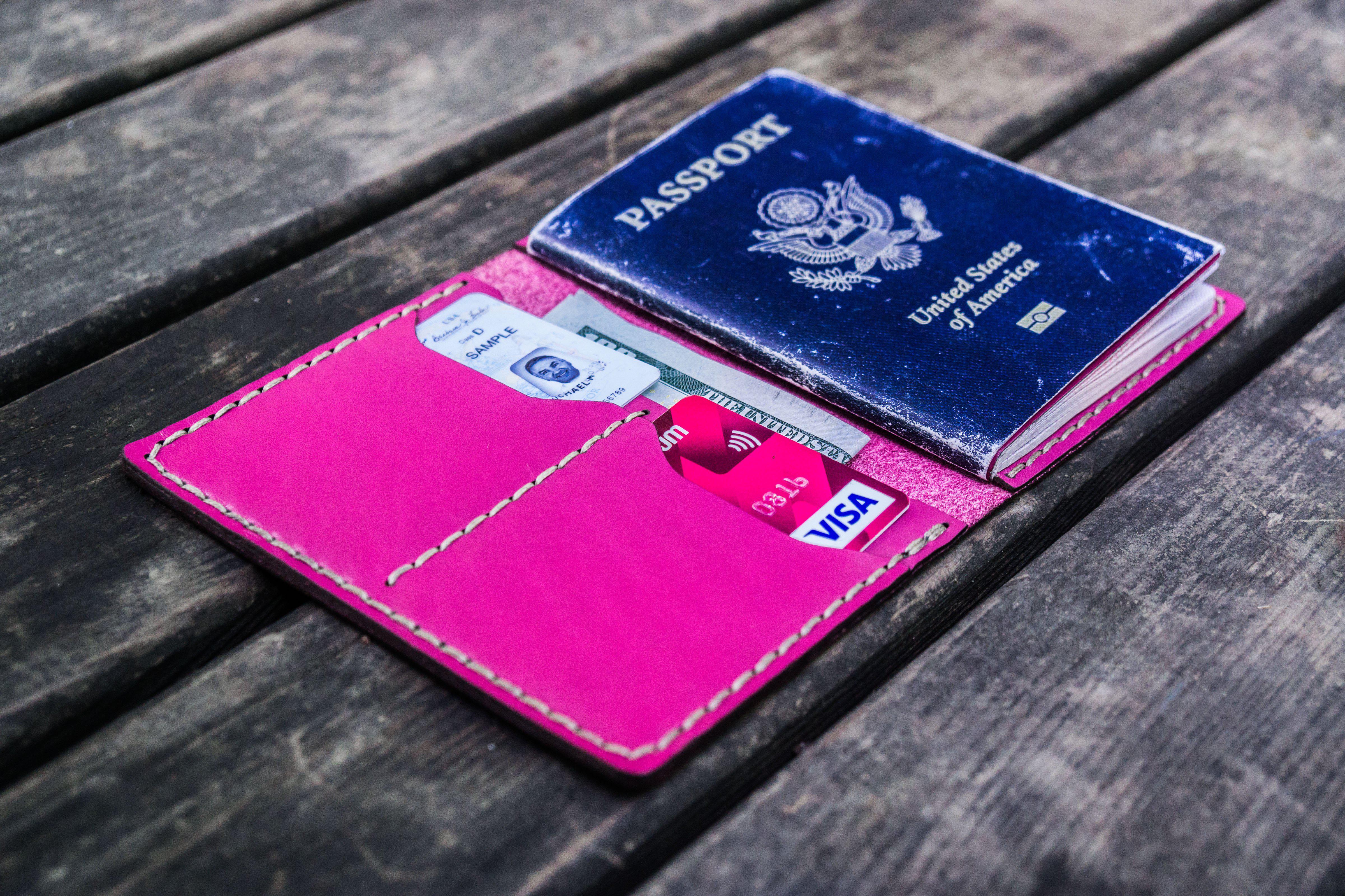 Genuine Leather Passport Holder - No.06 Pink | RFID Blocking Travel Wallet for Women & Men | Perfect for Airports, Vacations & Business Trips
