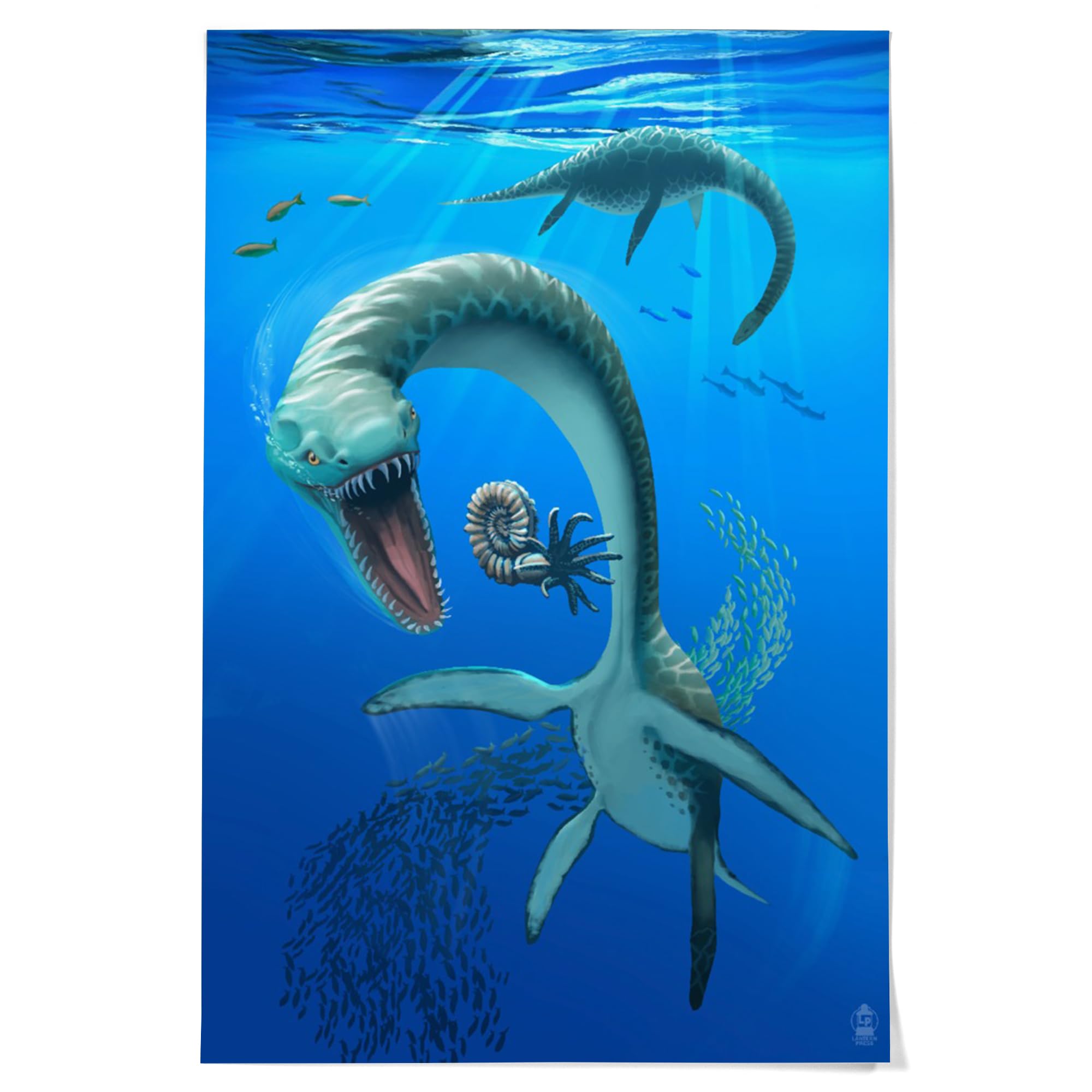 Lantern Press 36x54 Inch Giclee Art Print - Plesiosaurus Dinosaur Wall Decor for Living Room, Bedroom & Office | Premium Canvas Painting for Home & Office Decoration