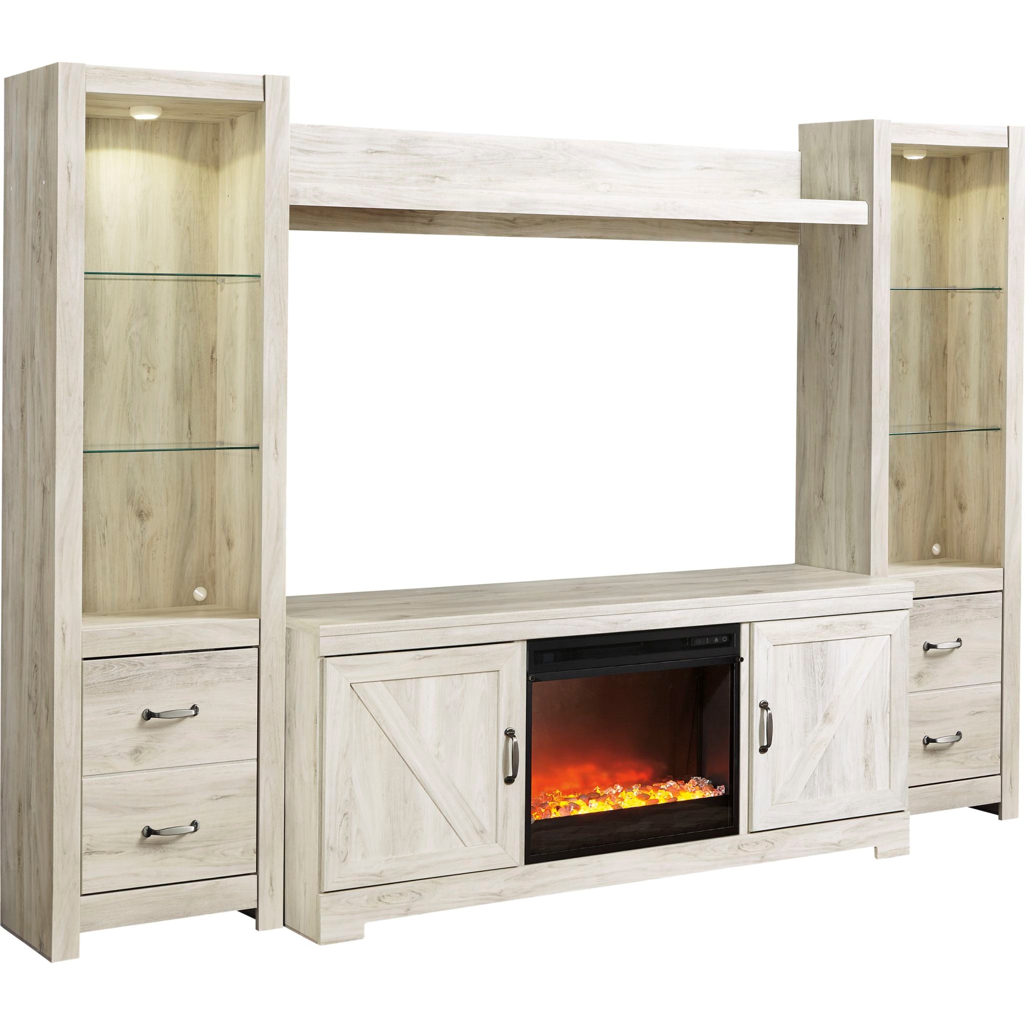 Bellaby 5-Piece Entertainment Unit TV Stand Set - Modern Whitewash Finish for Living Room, Home Theater & Media Storage
