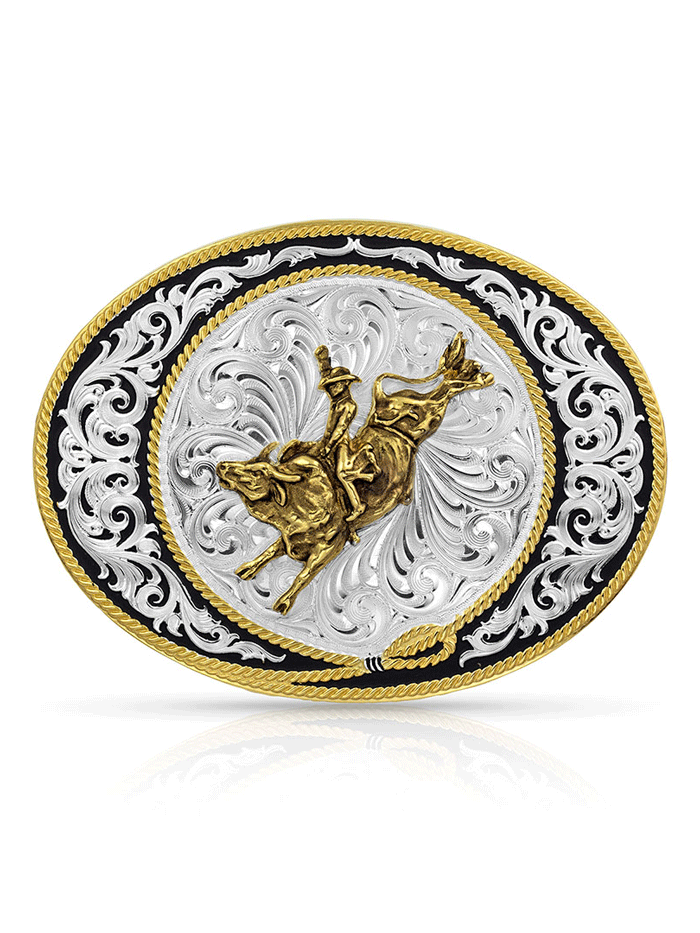 Montana Silversmiths 6190 528 Ranch Rope Bull Rider Buckle - Genuine Silver Western Belt Buckle for Cowboy Rodeo & Ranch Work - Perfect for Bull Riding Competitions, Rodeo Events & Western Fashion