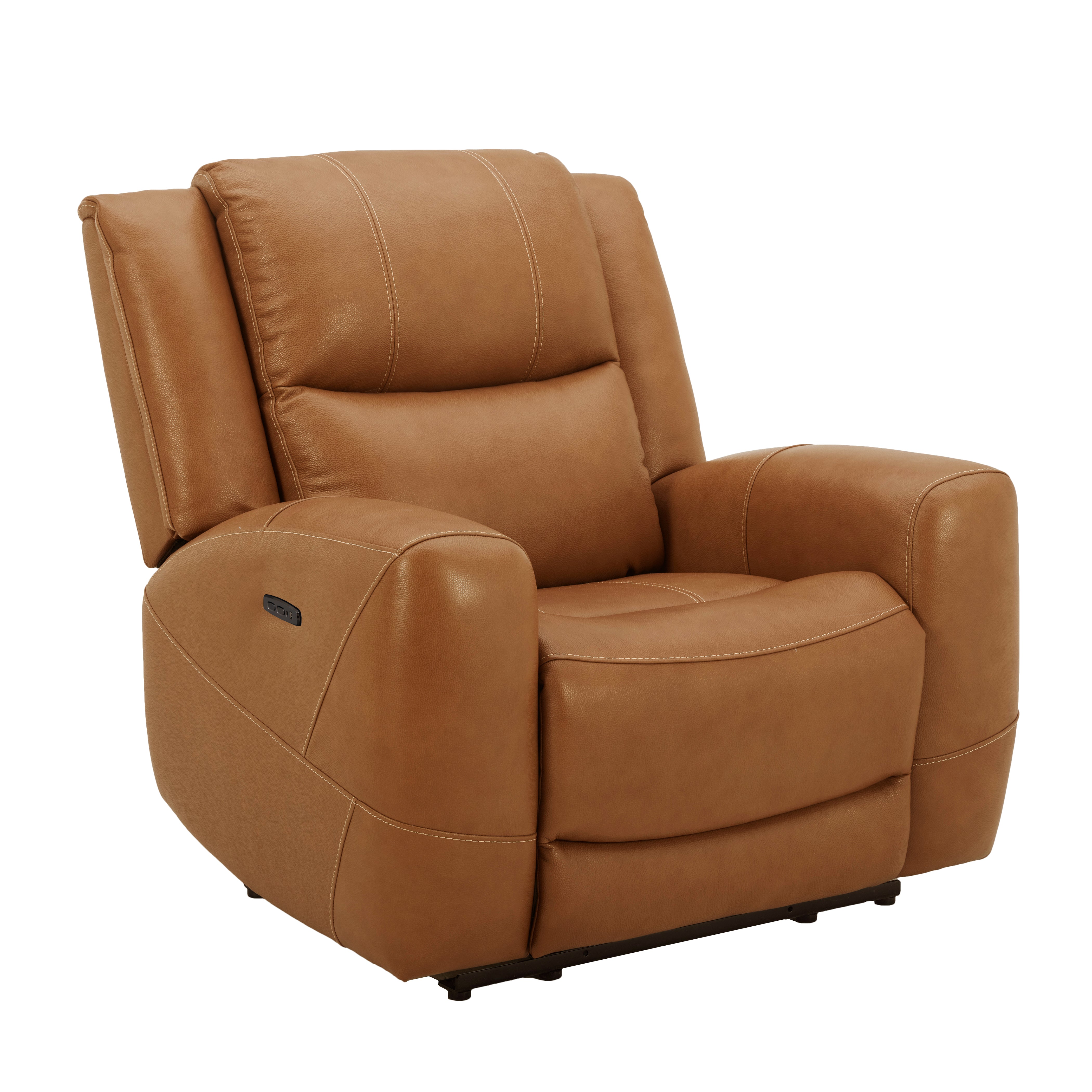 Premium Cozura Leather Power Recliner Chair - Roundhill Furniture Electric Massage Recliner with USB Charging & Cup Holders - Perfect for Living Room, Home Theater & Man Cave Relaxation
