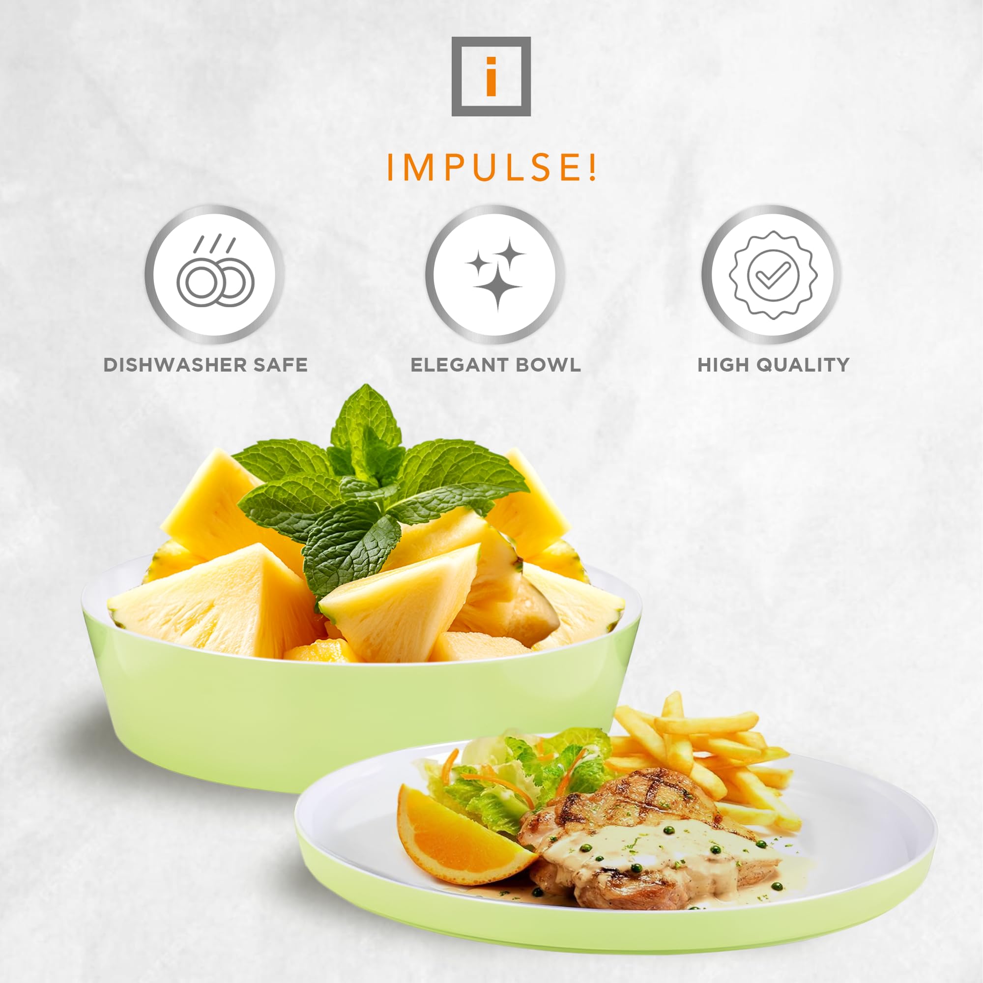 IMPULSE! Minimalist Medium Lime Bowl - Perfect for Meal Prep, Pasta, Fruits, Salad & Pastries | Lid Doubles as Plate | Food Storage Container | Ideal for Kitchen, Dining, Picnics & Office Lunches