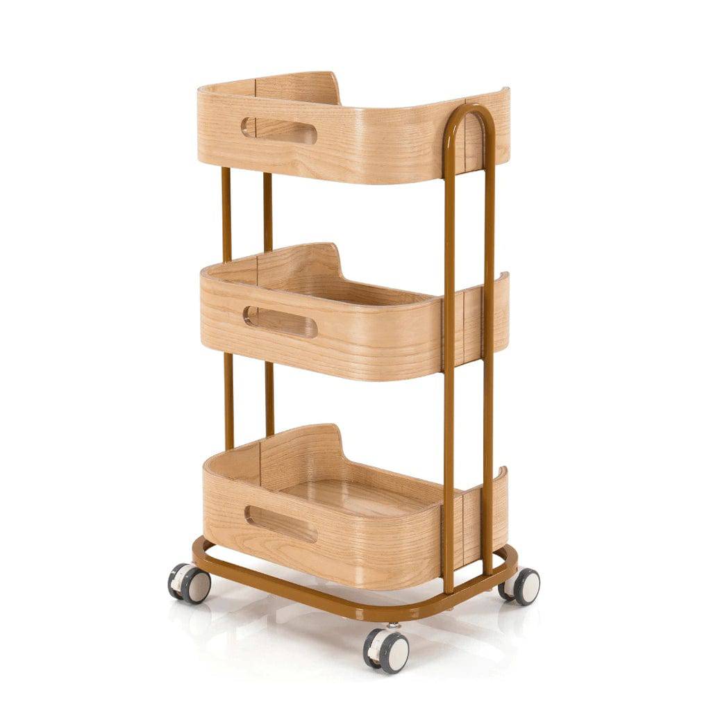 Beauty Salon Rolling Trolley Cart - Professional Mobile Storage Organizer for Hair Stylists & Nail Technicians - Perfect for Salon, Spa & Home Use - Burlywood Finish