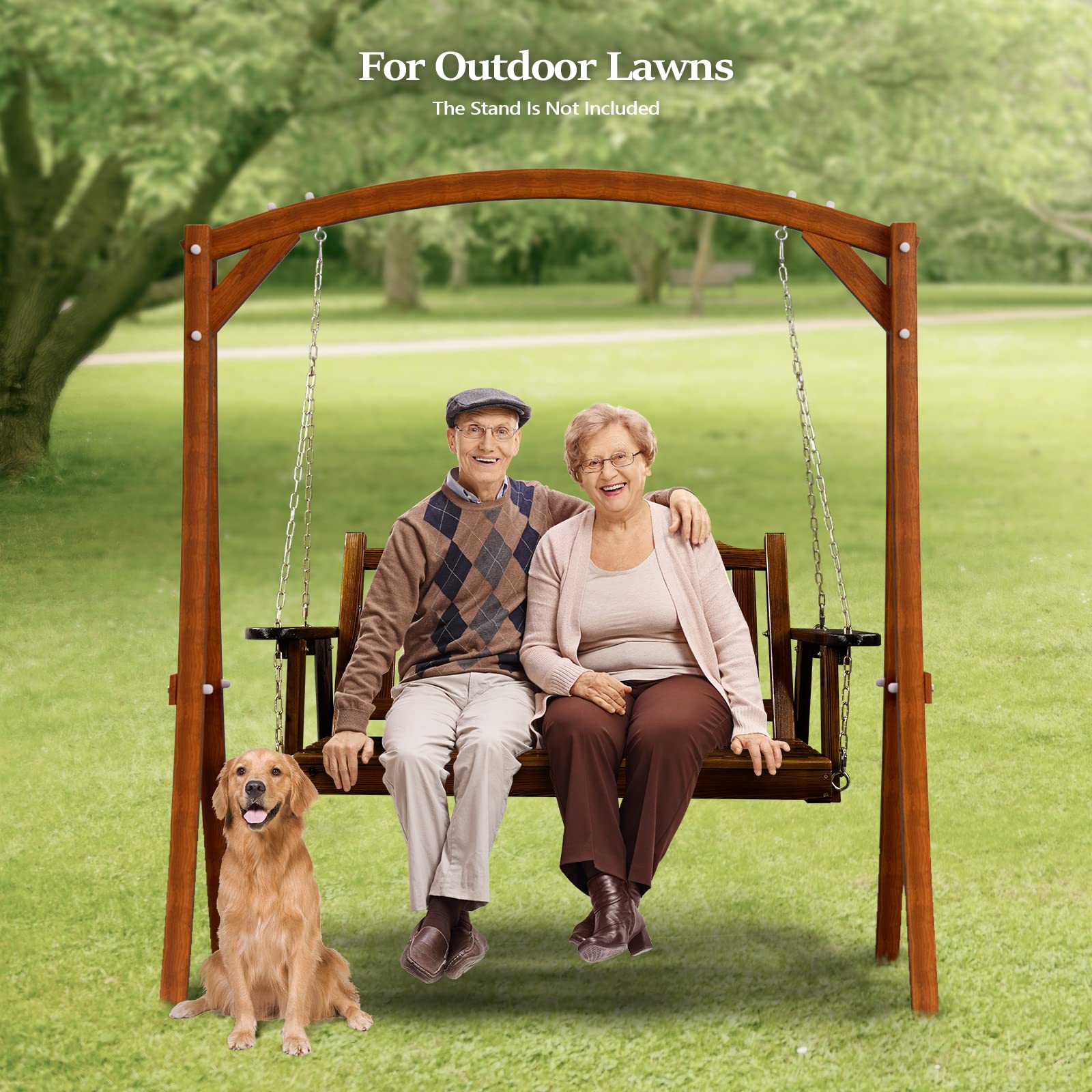 VINGLI Upgraded Heavy Duty 880 LBS Capacity 4 FT Patio Swing - Solid Fir Wood Porch Swing with Rustic Design for Outdoor Garden, Yard, Balcony, or Tree - Perfect for Relaxing, Lounging, and Enjoying Nature