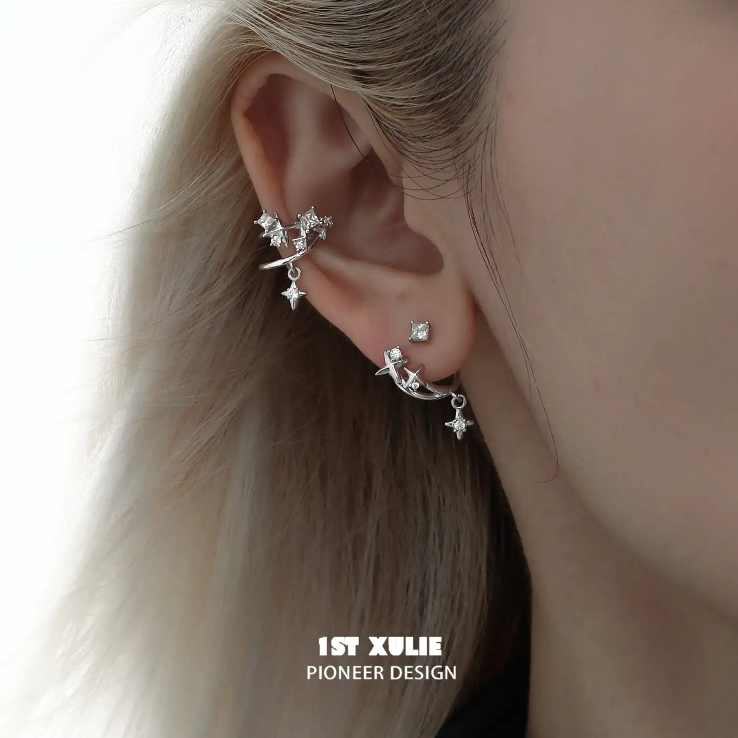 Star Trails S925 Sterling Silver Black Resin Detachable Stud Earrings™ - Elegant Dangle Earrings for Women, Perfect for Parties, Weddings & Everyday Wear