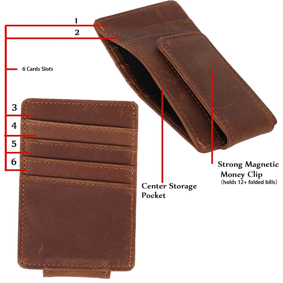 Eurynome Genuine Leather Money Clip Wallet for Men - Personalized Front Pocket Wallet with Money Clip - Perfect Gift for Dad, Husband, Boyfriend - Ideal for Everyday Carry, Business & Travel