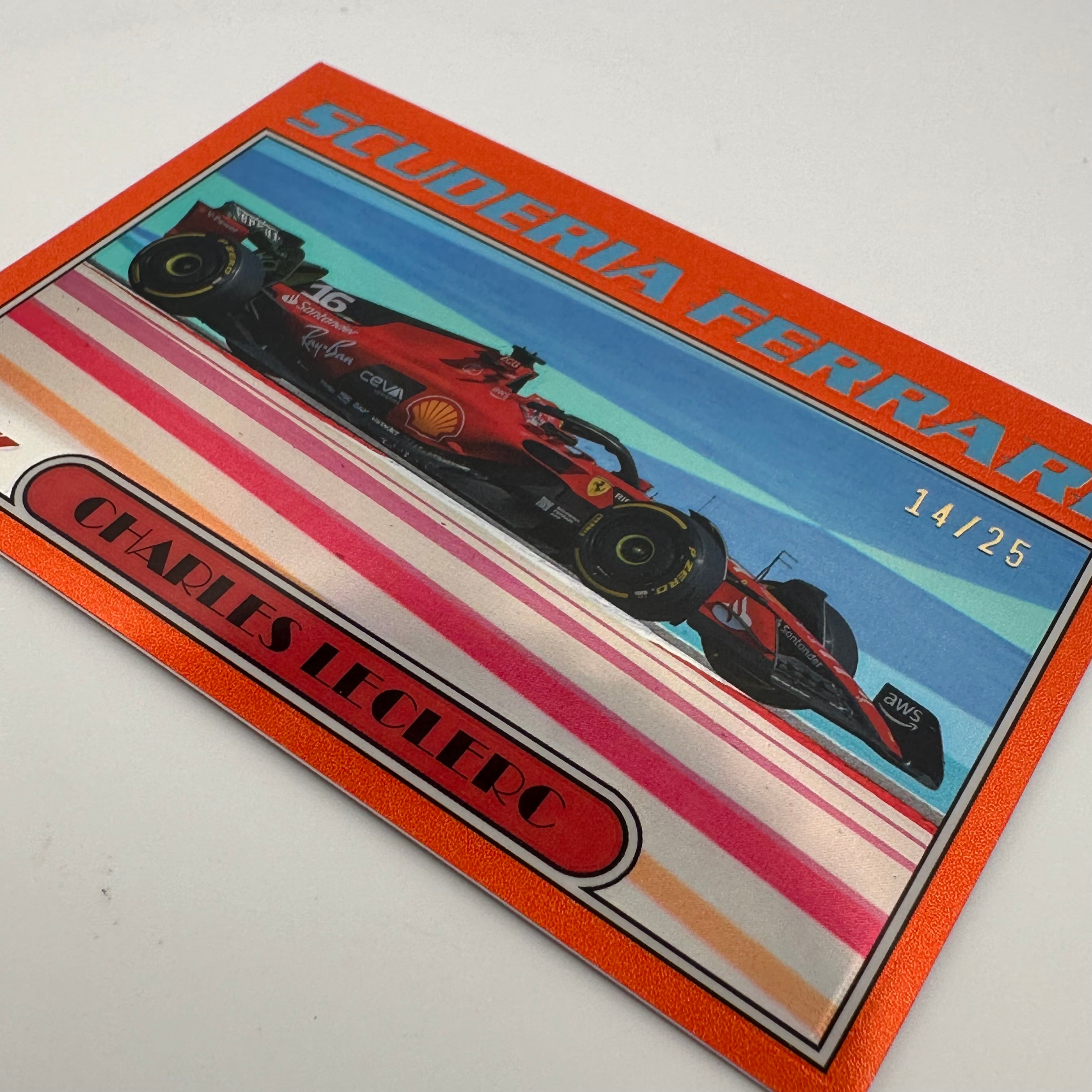 2023 Topps Chrome Formula 1 Charles Leclerc #AU77 Orange Refractor 14/25 - Rare F1 Trading Card for Collectors & Racing Fans, Perfect for Display Cases & Sports Memorabilia Collections