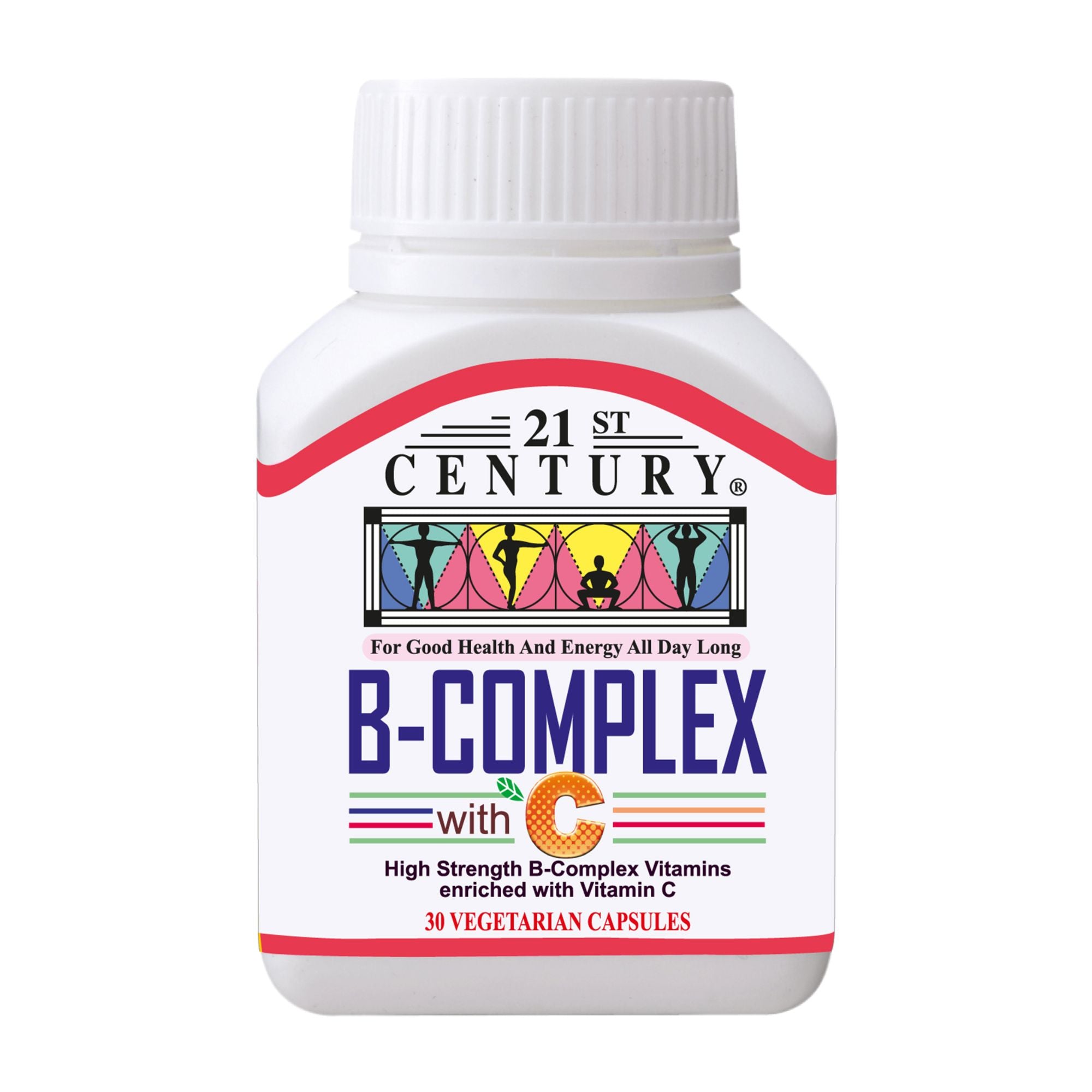 21st Century B Complex with Vitamin C - 30 Capsules | Supports Energy, Metabolism & Immune Health | Daily Supplement for Active Lifestyles