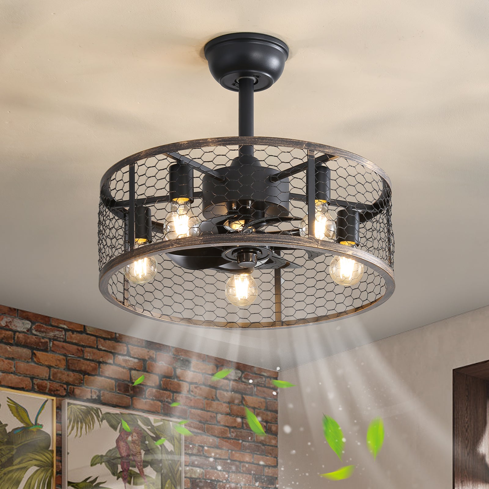 19.7 Inch Classic Ceiling Fan with Light Kit - No Bulb Warranty - Perfect for Bedroom, Living Room & Outdoor Patio