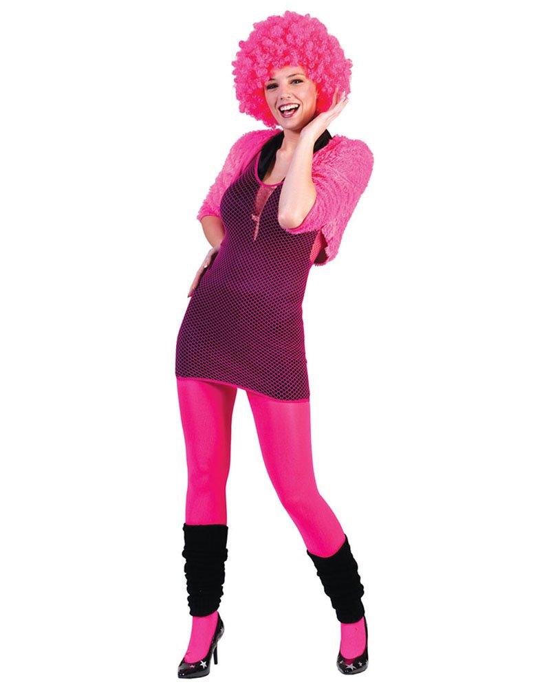 Funny Fashion Women's Neon Rave Fishnet Tank Top - Pink One Size Rave Costume for Music Festivals & Nightclubs