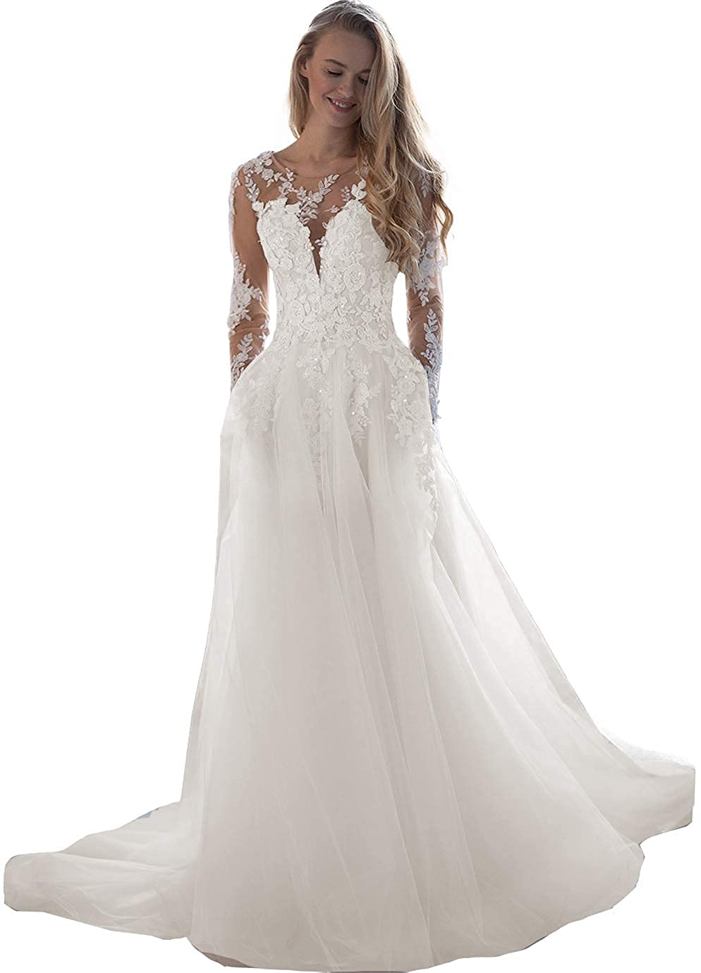 Elegant Lace Boho Wedding Dresses for Women - 2022 Beach Bride Gowns & Romantic Lover Kiss Style | Perfect for Beach Weddings, Destination Elopements & Boho Bridal Photos