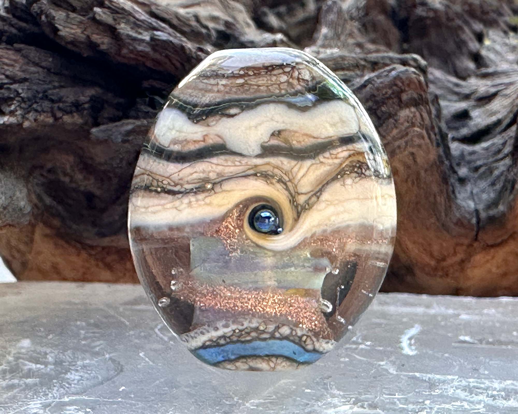 Glimmering Ivory Organic Lampwork Focal Bead SRA - Handmade Glass Bead for Jewelry Making, DIY Crafts, Necklace Pendants - Perfect for Beading Projects, Gift Making & Boho Style Accessories