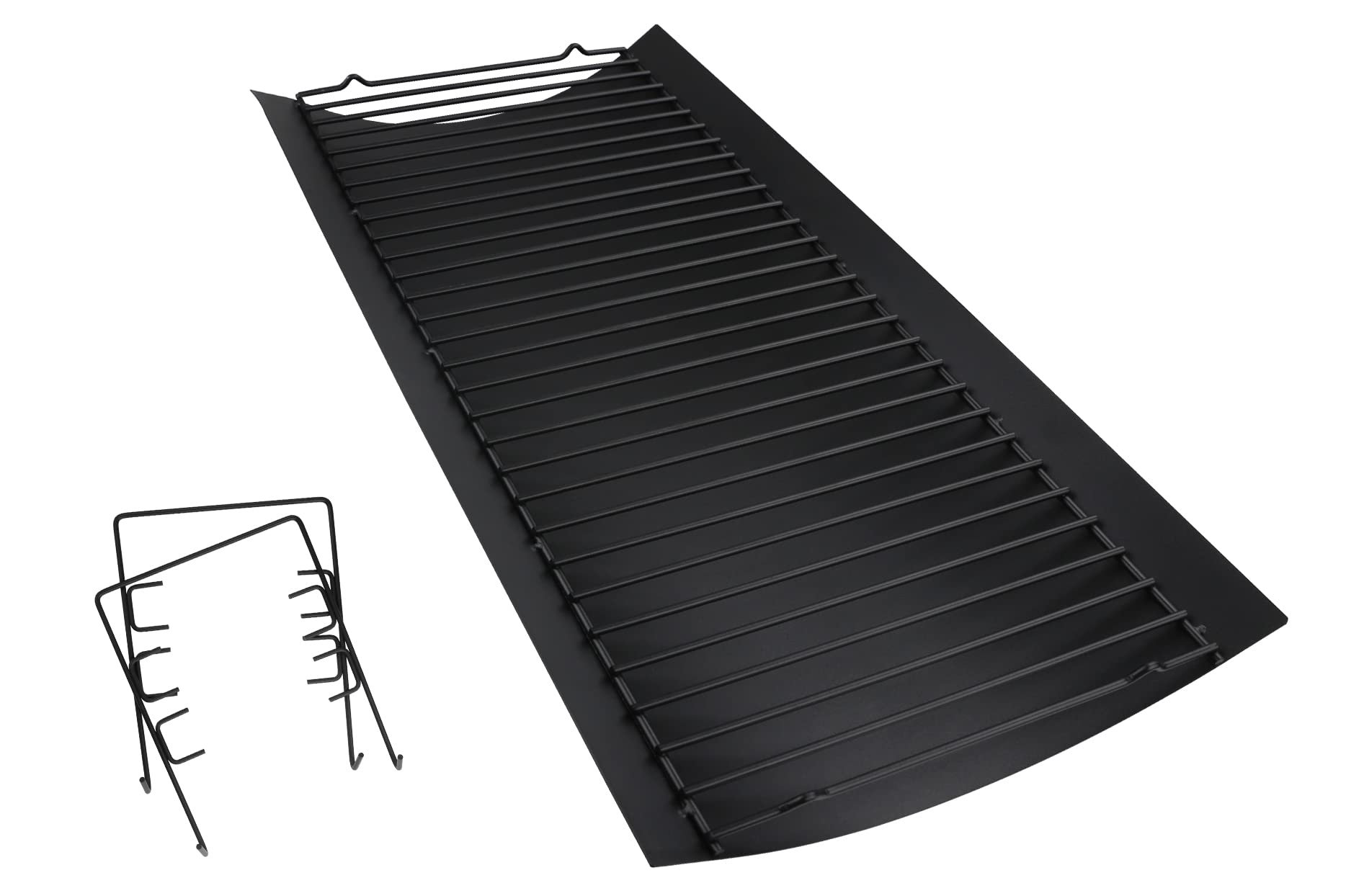 Hisencn 27-Inch Cast Iron Ash Pan & Grill Cooking Grates for Chargriller 2121, 2222, 2828 Models – Heavy Duty Drip Pan with 2 Fire Grate Hangers (5-Pack) – Perfect for BBQ, Grilling, and Outdoor Cooking