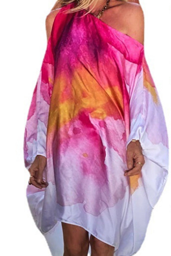 Elegant Floral Print One Shoulder Maxi Dress - Beach Cover Up, Summer Party & Vacation Outfit