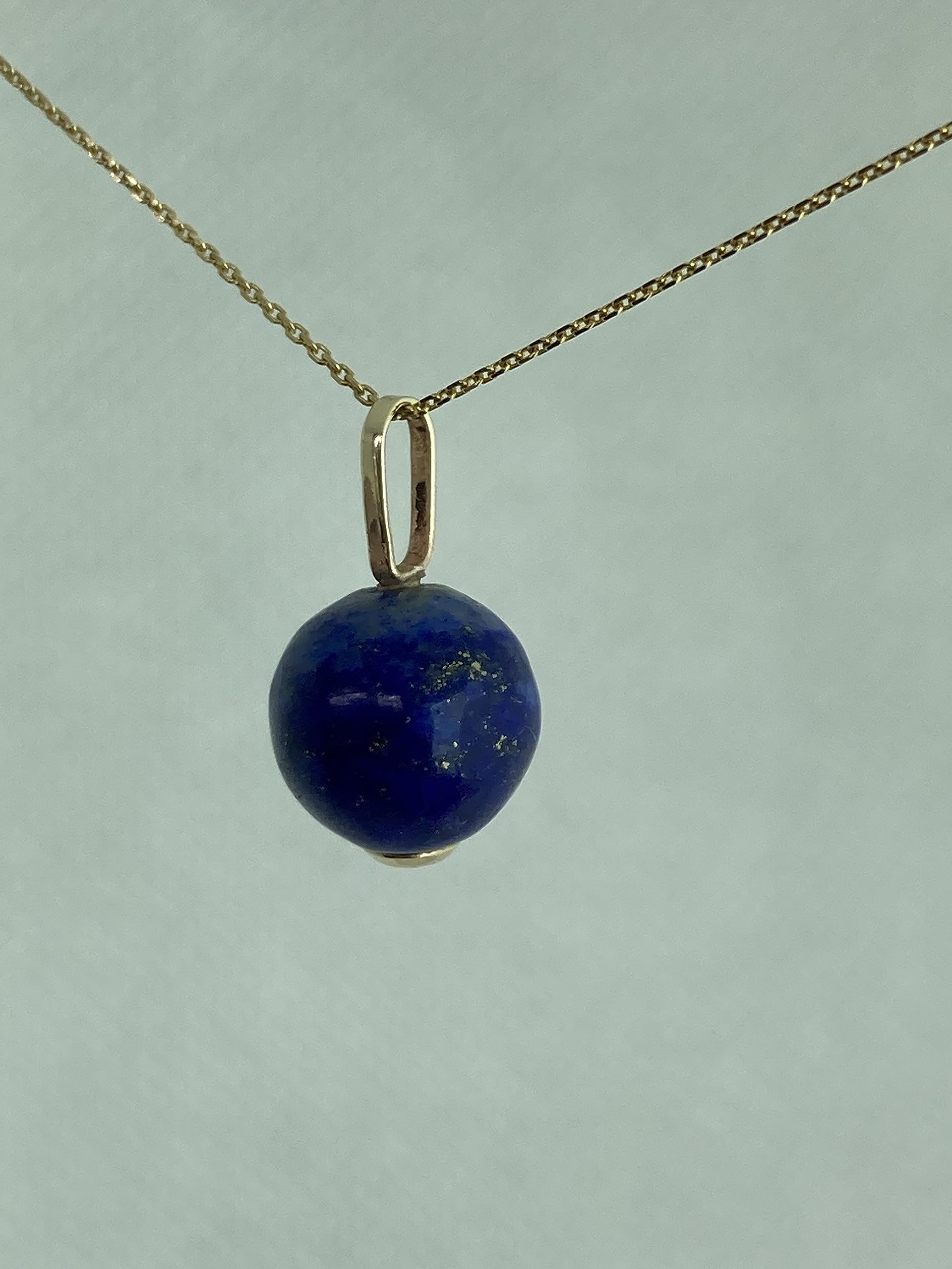 Natural Lapis Lazuli 9ct Solid Yellow Gold Pendant Necklace - Round Blue Gemstone Jewelry for Women, Gift for Her, Birthday & Anniversary Present