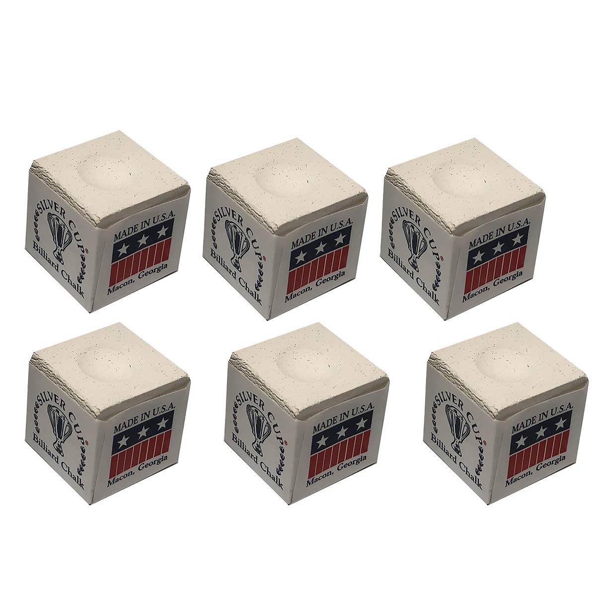 Premium Silver Cup Set of 6 - White Billiard Pool Cue Chalk for Professional & Home Use - Perfect for Pool Tables, Snooker & Game Room Accessories