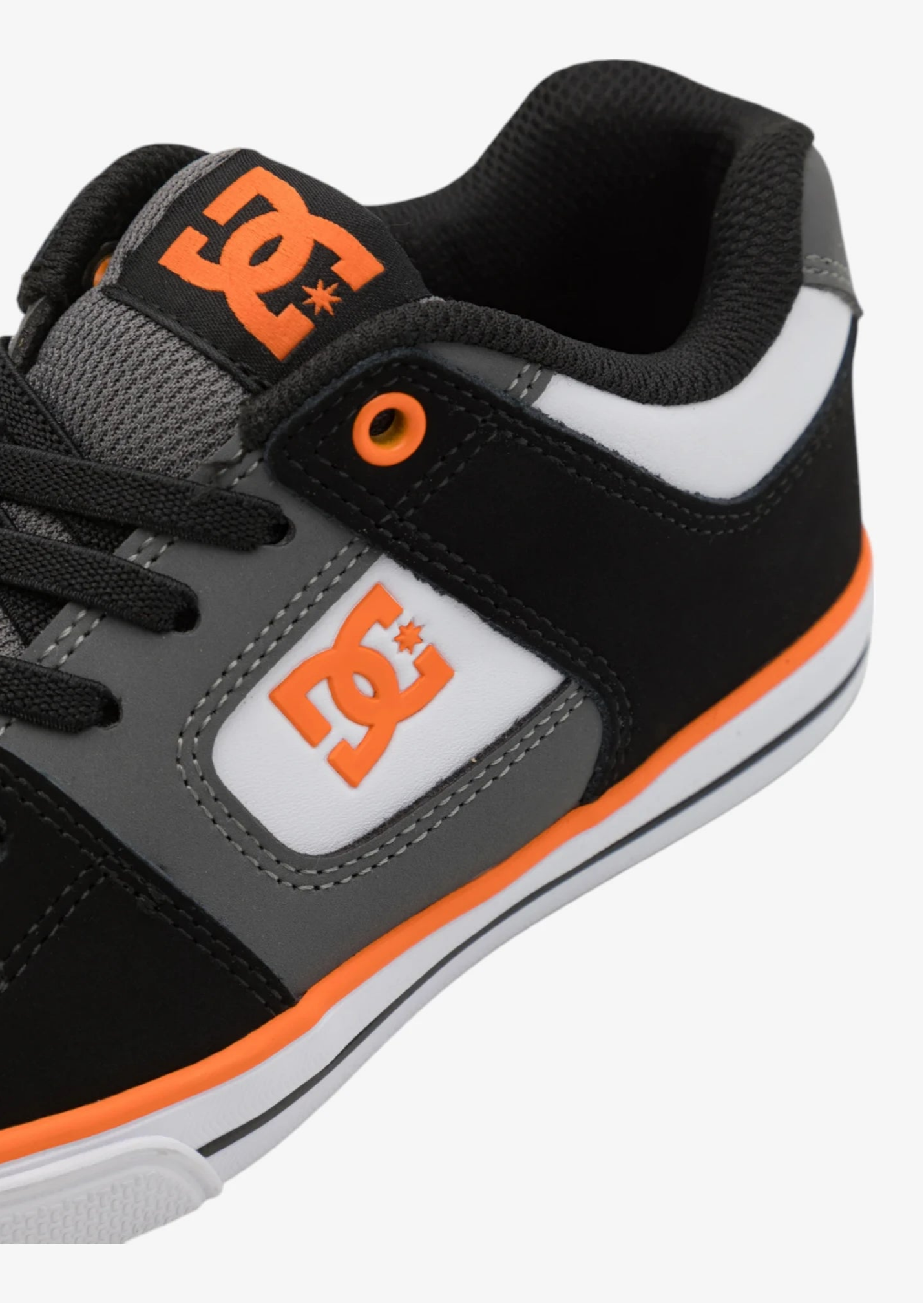 DC Kids Pure Elastic Sneakers - Black, White & Orange | Comfortable & Durable for School, Play & Everyday Wear