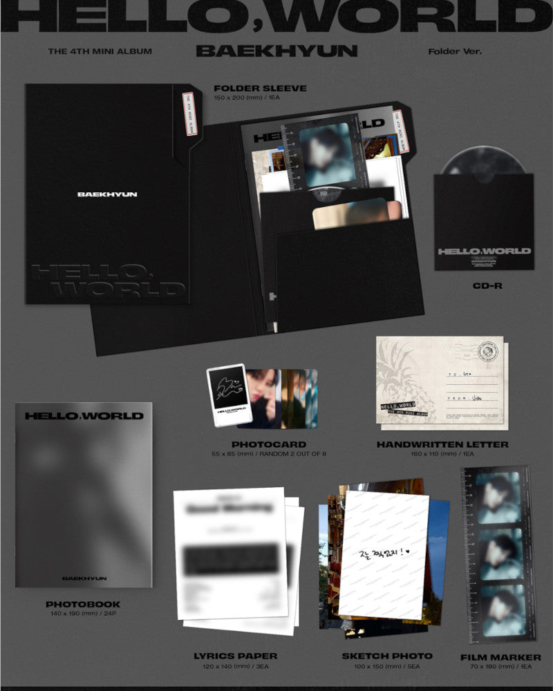 BAEKHYUN (EXO) 4th Mini Album [Hello, World] Folder Version - K-Pop Collectible for Fans, Gift for EXO-L, Perfect for Display & Music Enjoyment