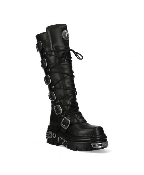 New Rock High Boot Black REACTOR M 272 S1 - Punk Gothic Combat Boots for Men & Women | Perfect for Concerts, Cosplay & Alternative Fashion