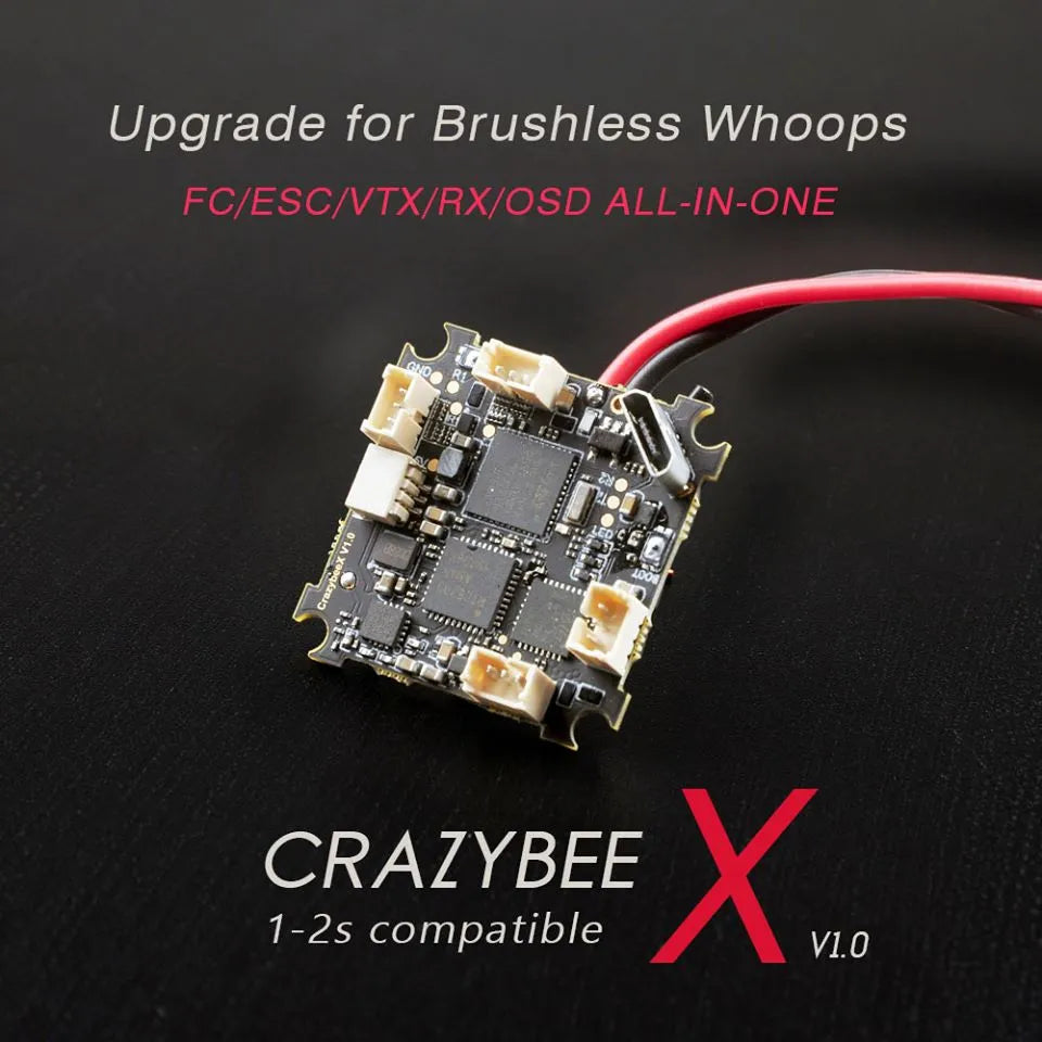 Happymodel CrazybeeX 4-in-1 AIO Flight Controller with Built-in ESC, VTX, Frsky SPI RX & OSD for 1-2S Whoop Drones - Perfect for FPV Racing and Indoor Drone Flying